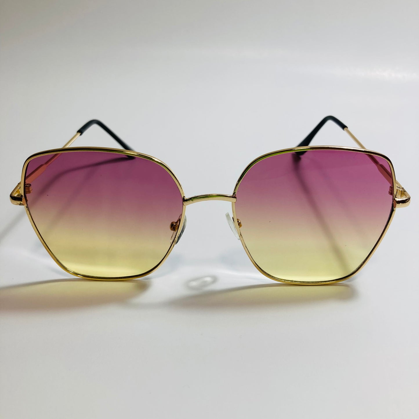 womens purple and yellow oversize sunglasses