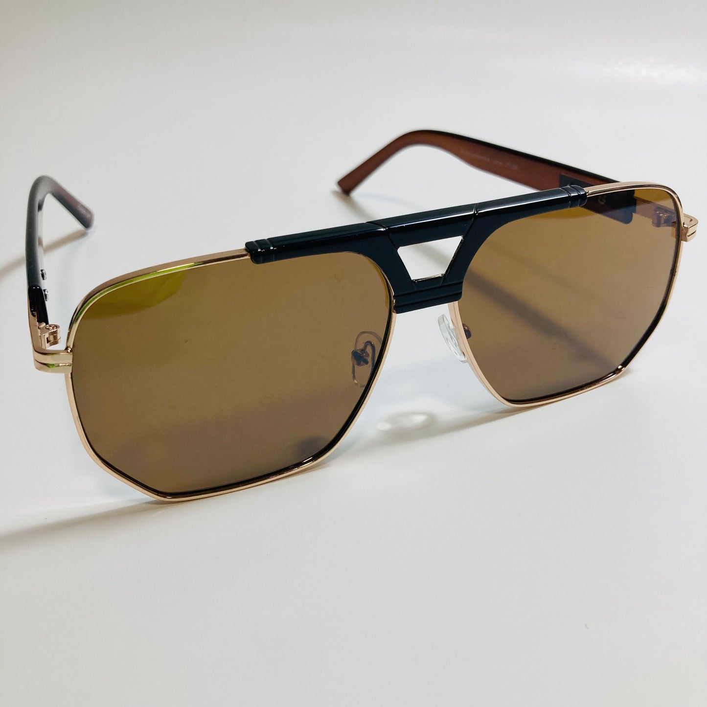 mens brown black and gold aviator sunglasses