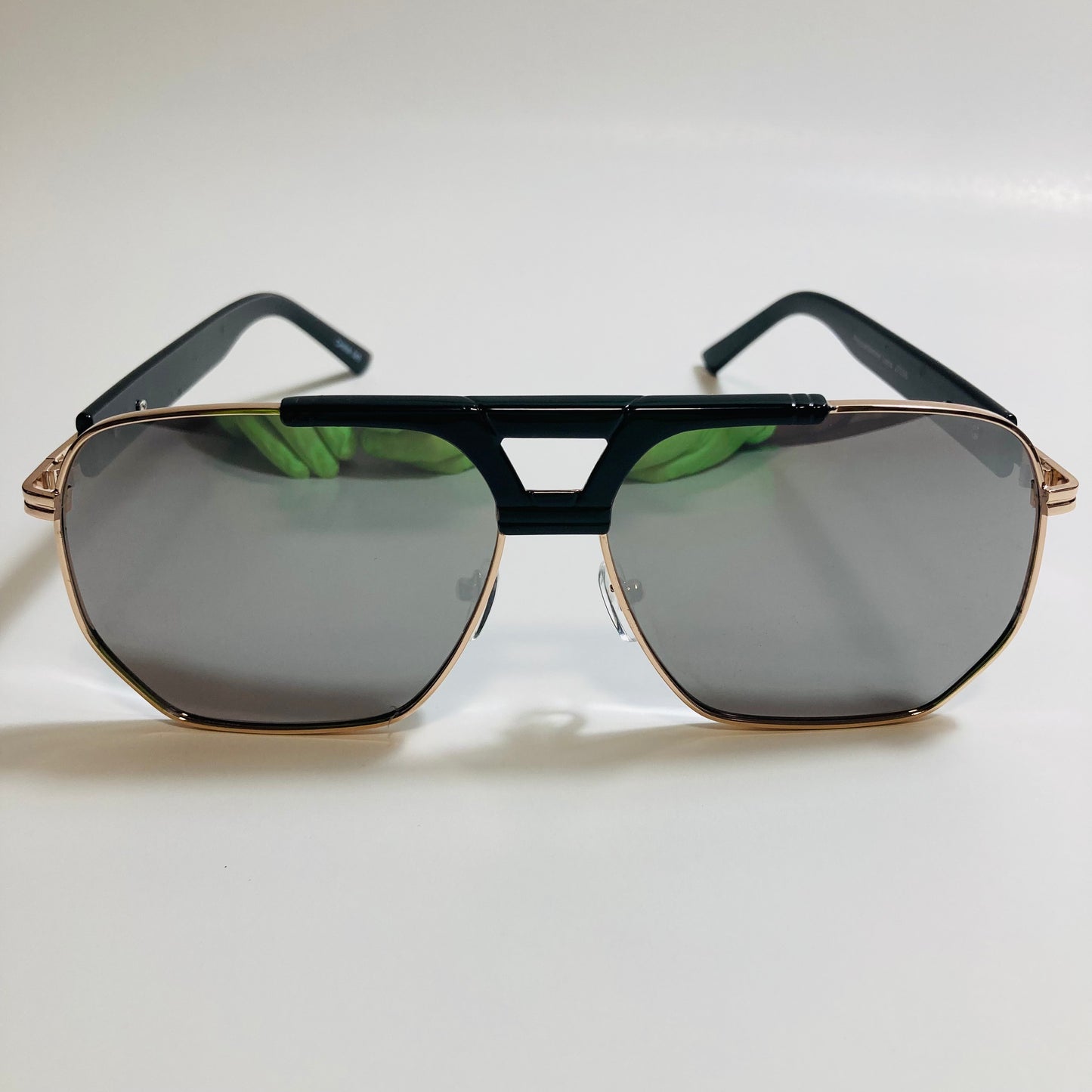 mens silver black and gold mirrored aviator sunglasses