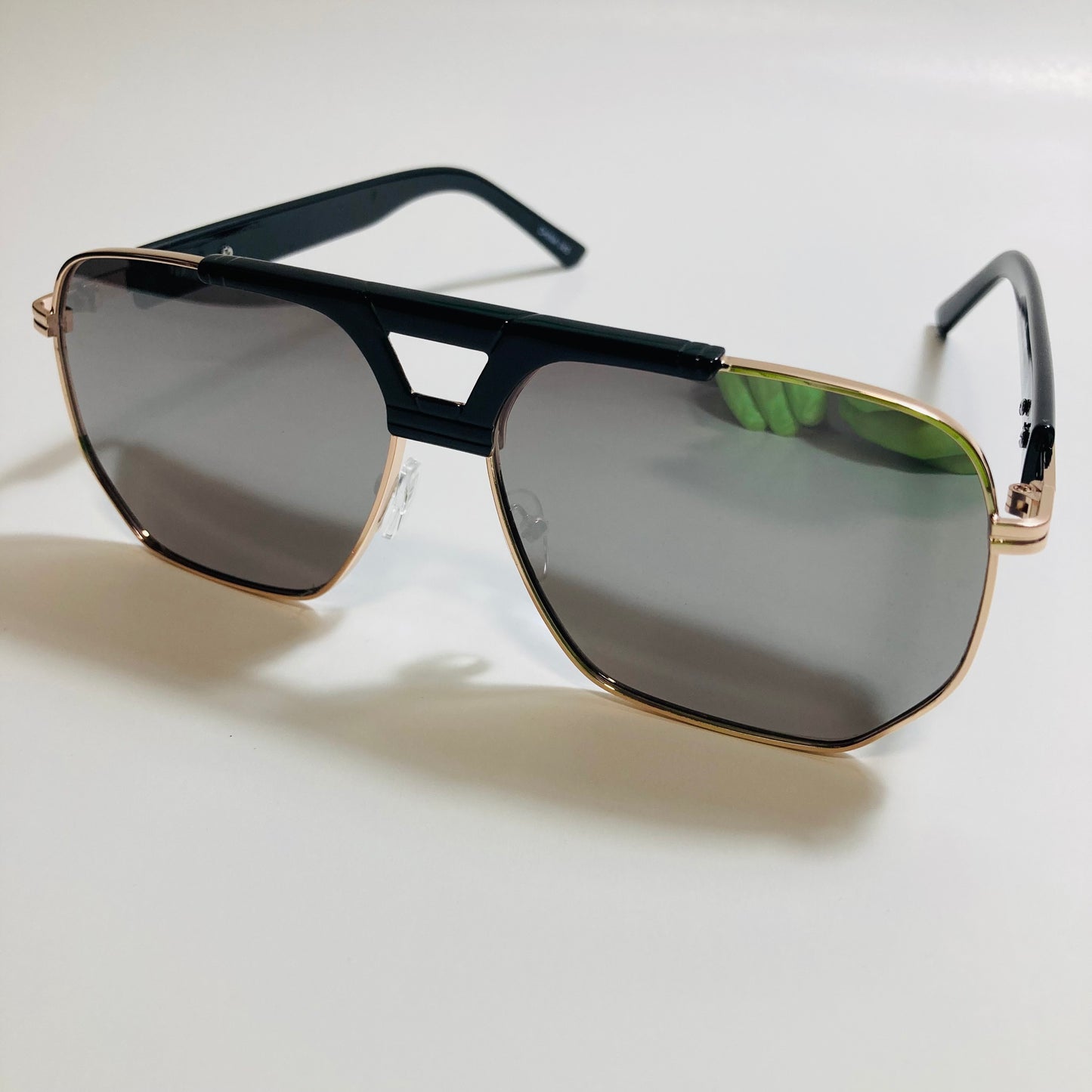mens silver black and gold mirrored aviator sunglasses