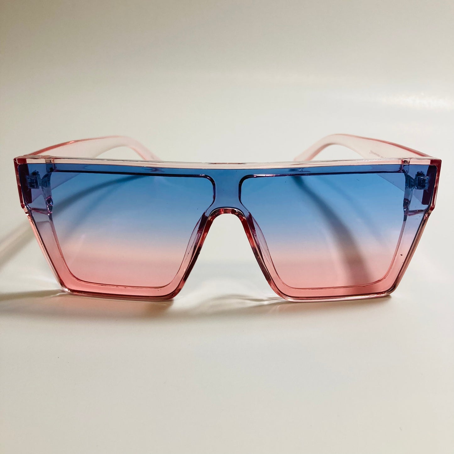 mens and womens pink and blue square shield sunglasses