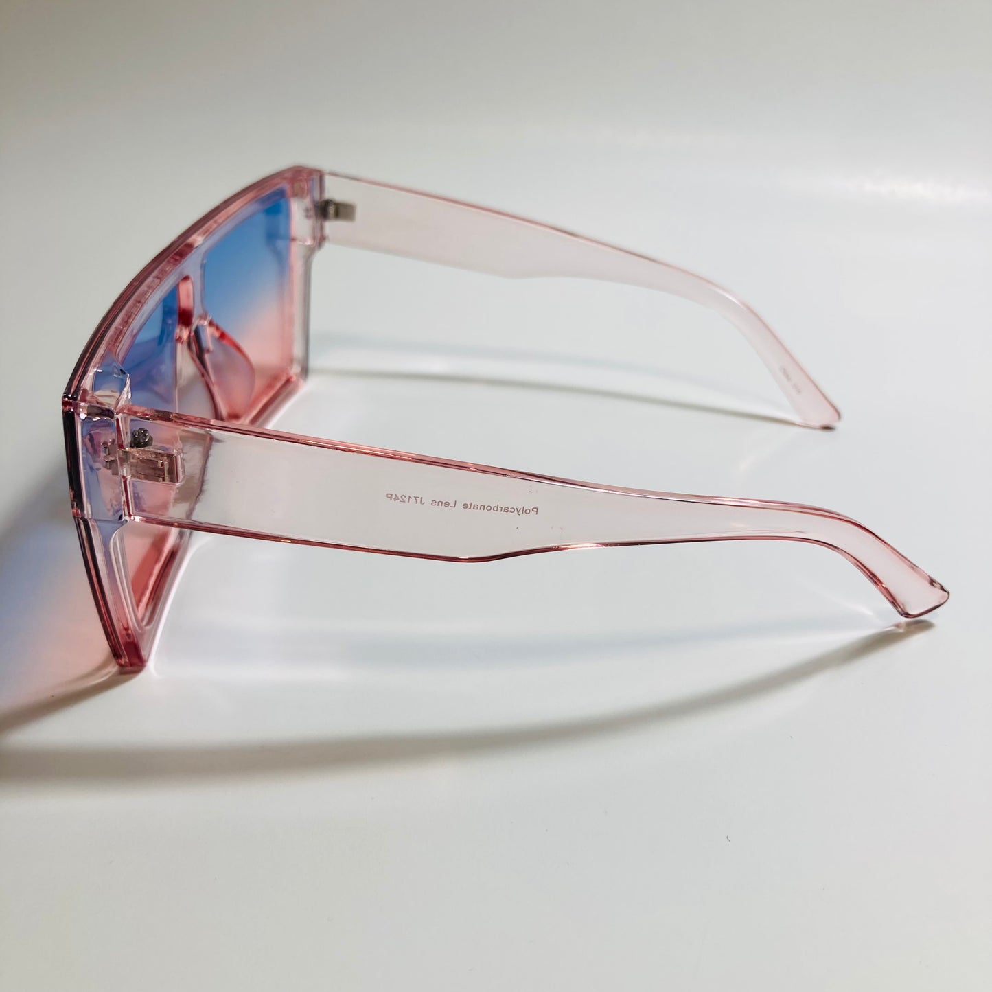 mens and womens pink and blue square shield sunglasses