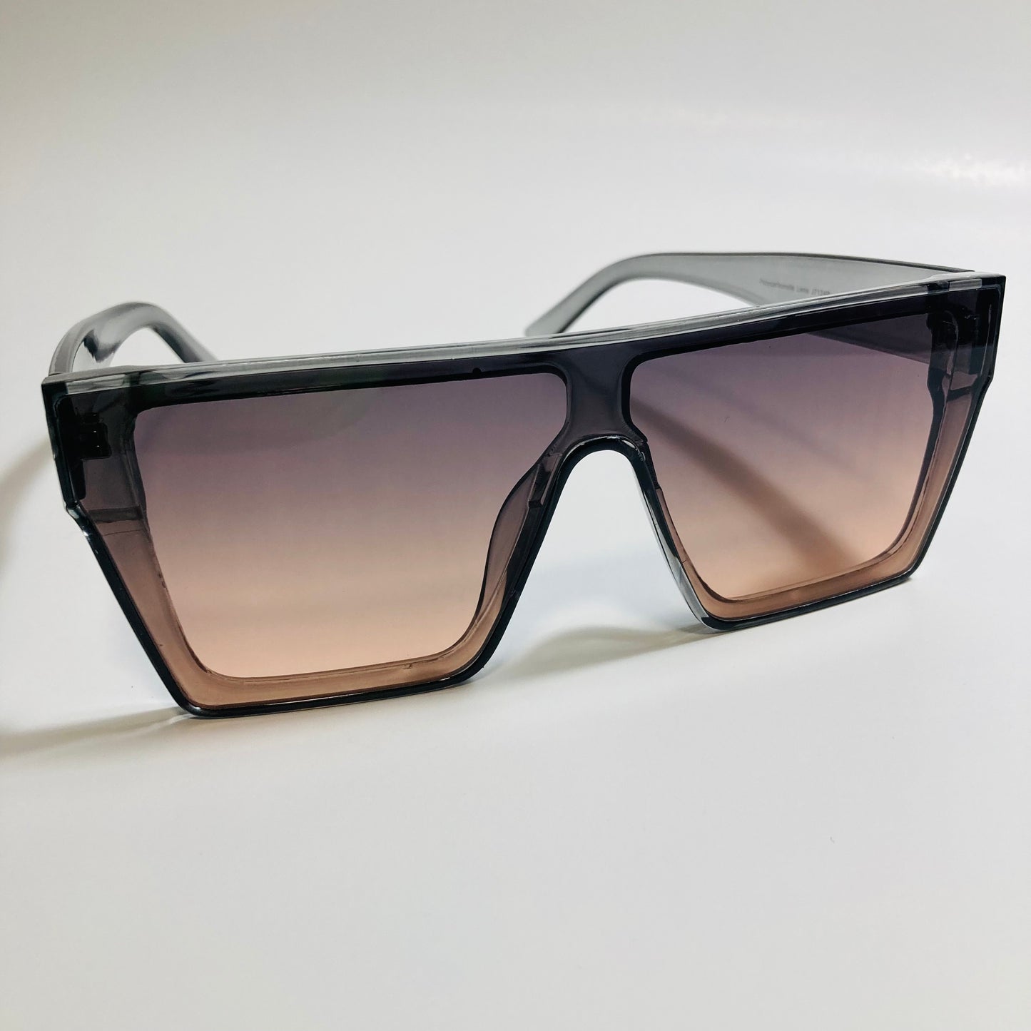 mens and womens gray and tan square shield sunglasses
