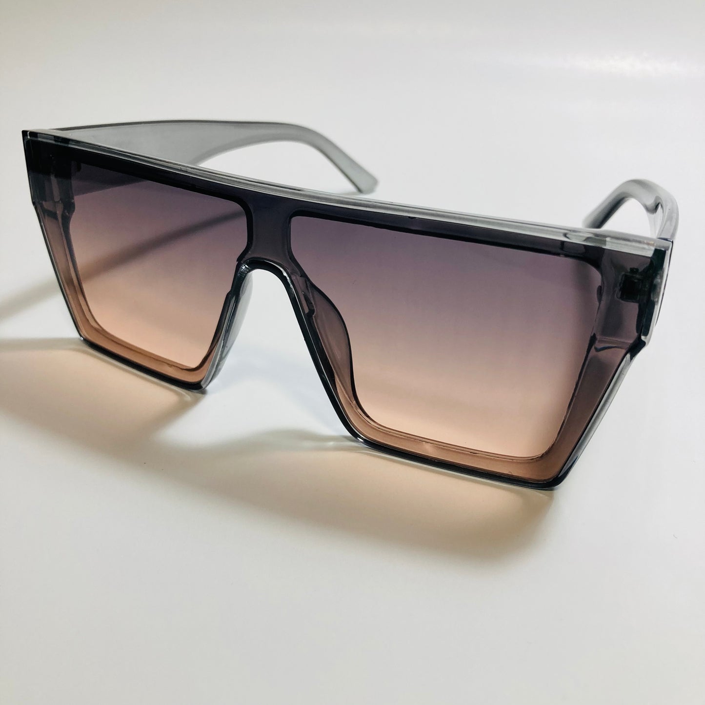 mens and womens gray and tan square shield sunglasses