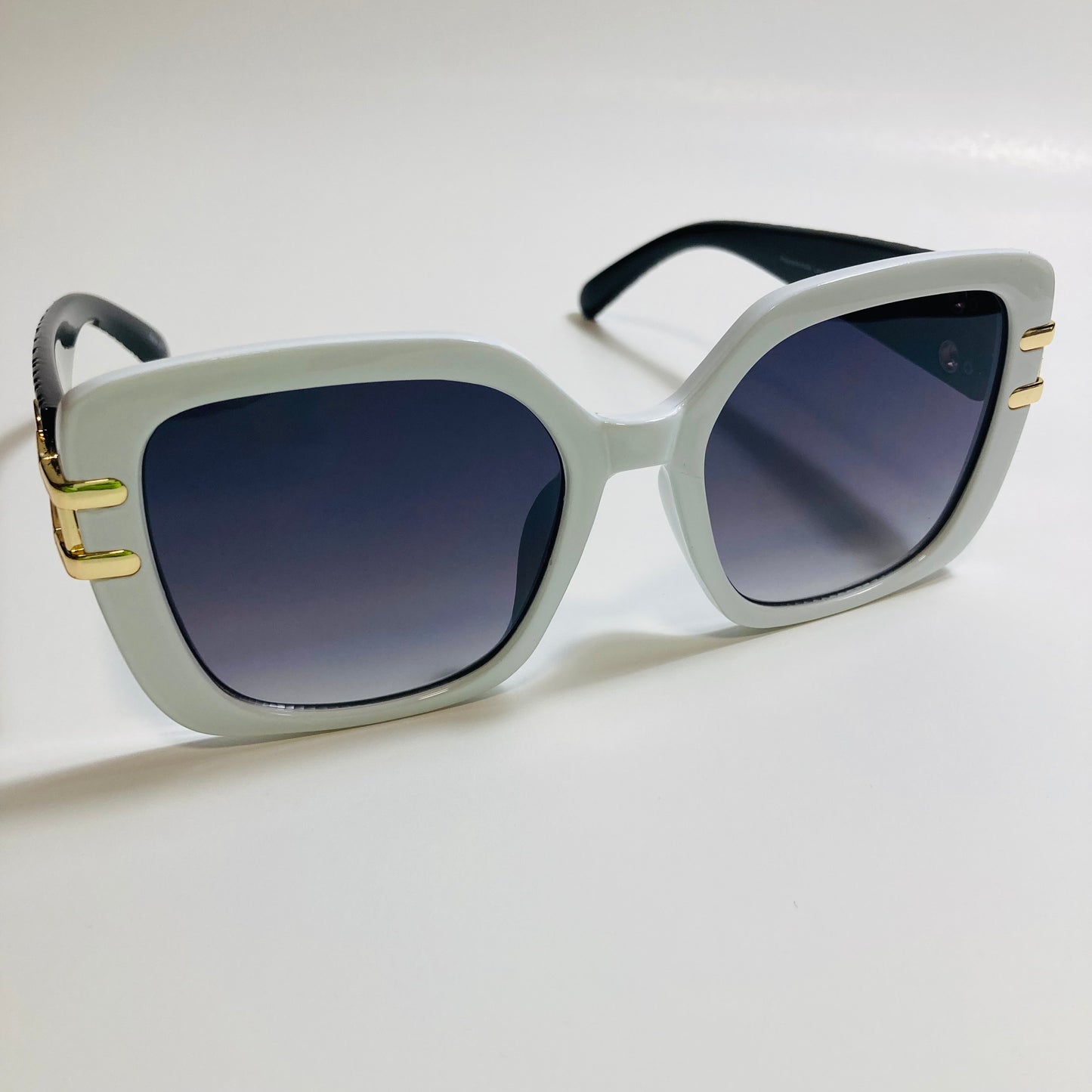 womens black white and gold oversize square sunglasses