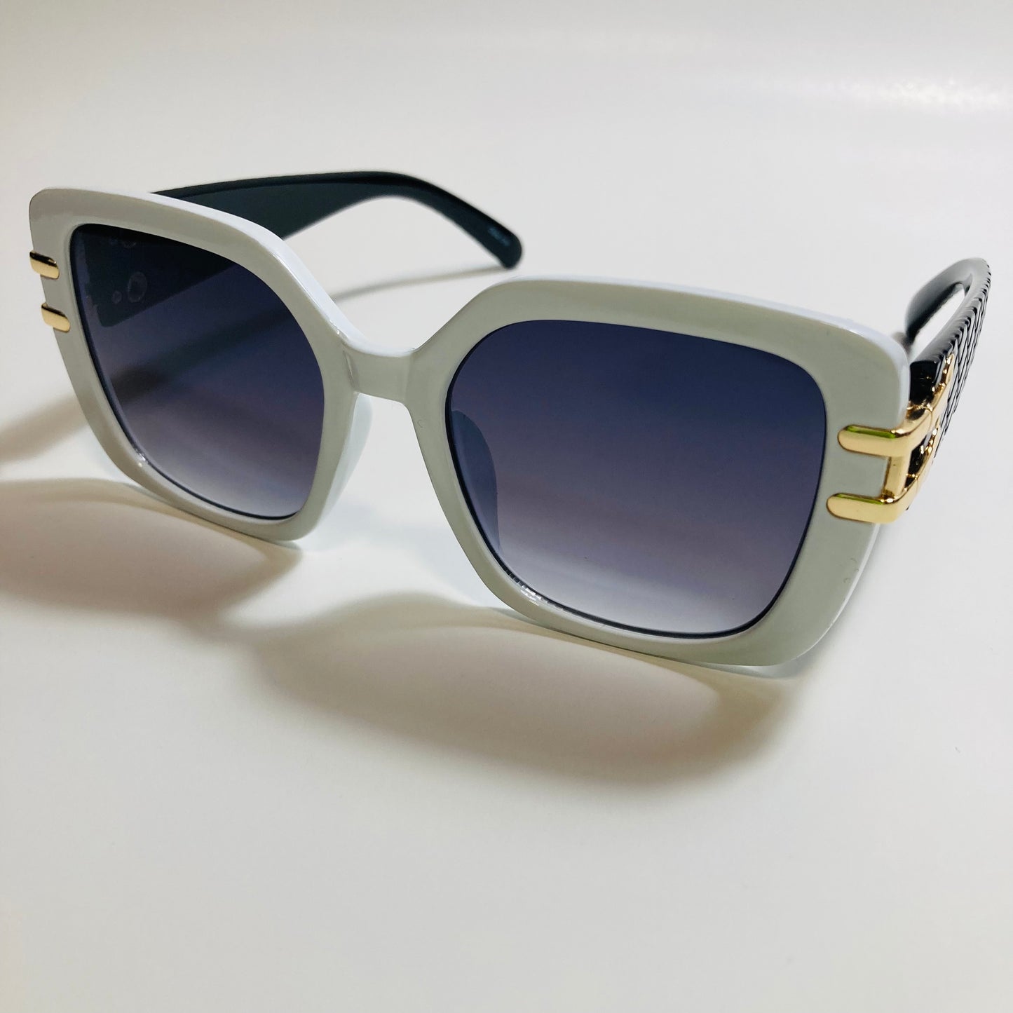 womens black white and gold oversize square sunglasses