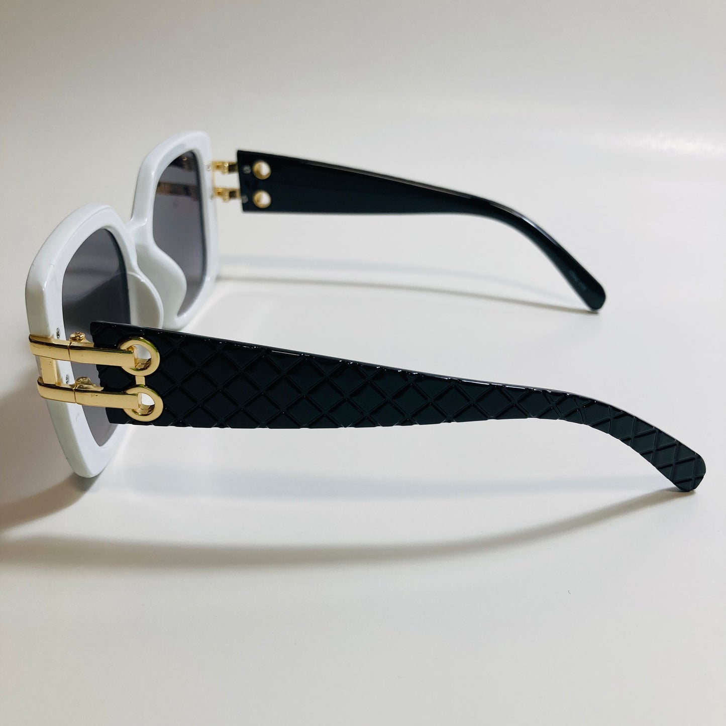 womens black white and gold oversize square sunglasses