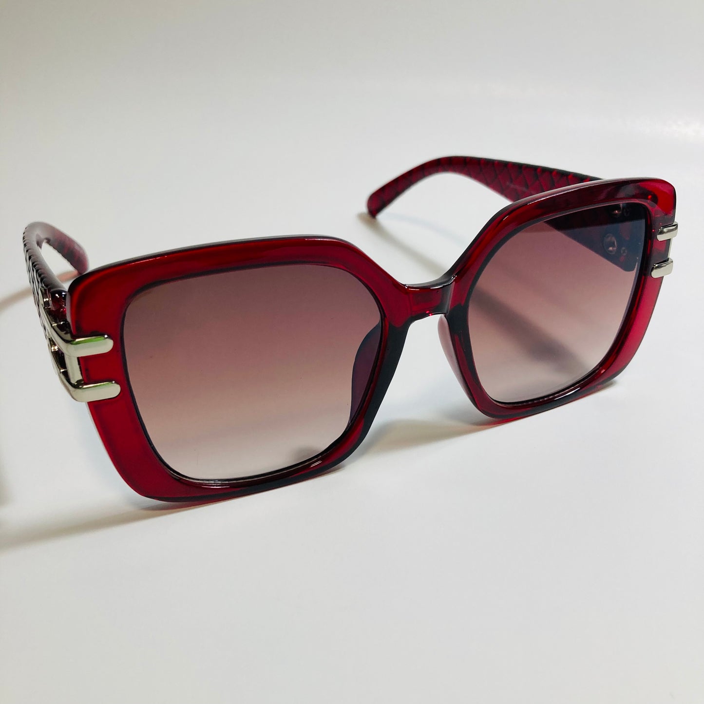 womens red and silver oversize square sunglasses