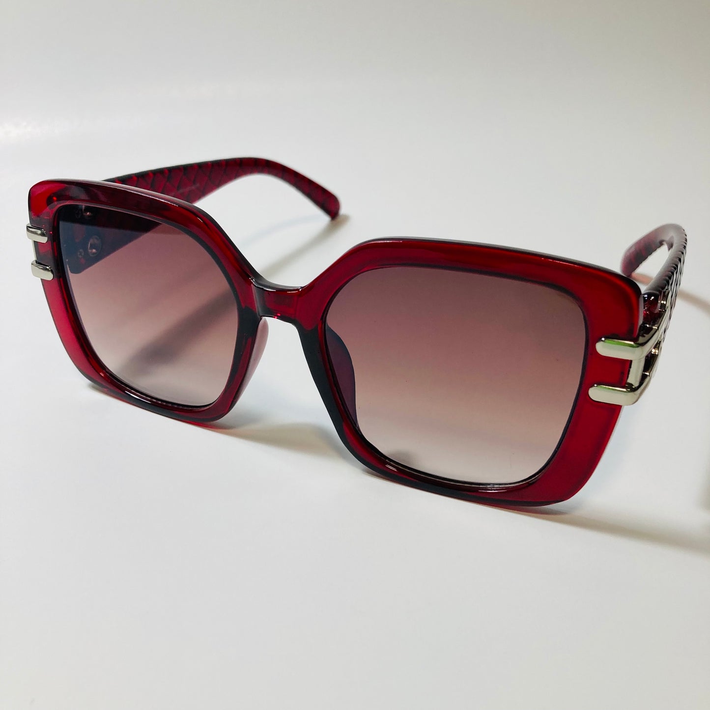 womens red and silver oversize square sunglasses
