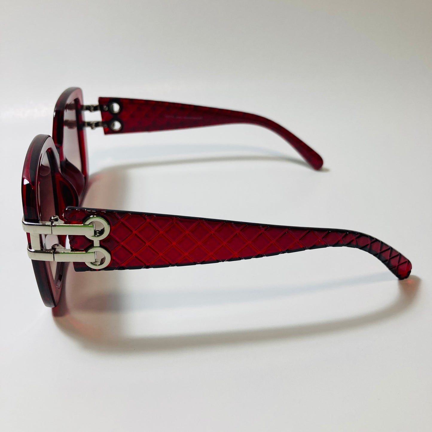 womens red and silver oversize square sunglasses