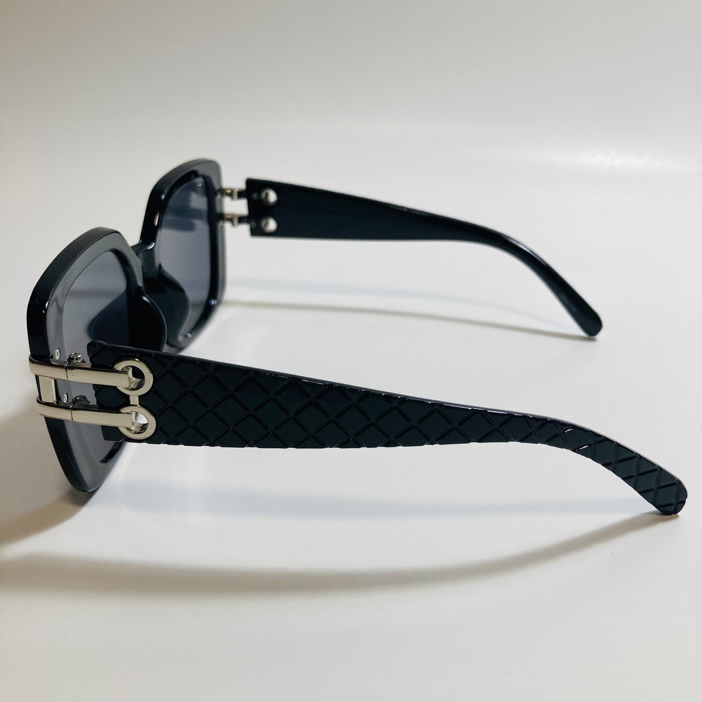 womens black and silver oversize square sunglasses