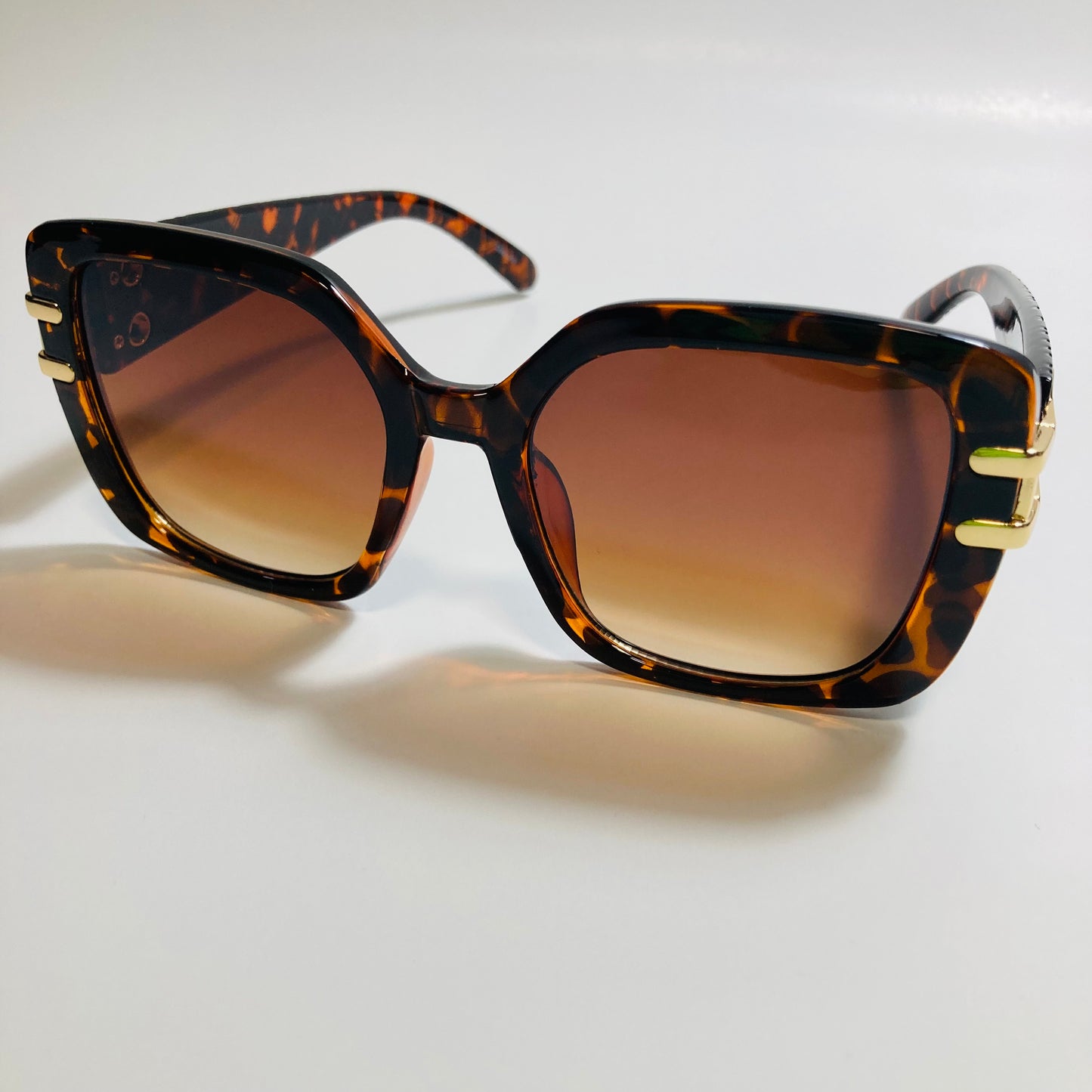 womens brown and gold oversize square sunglasses