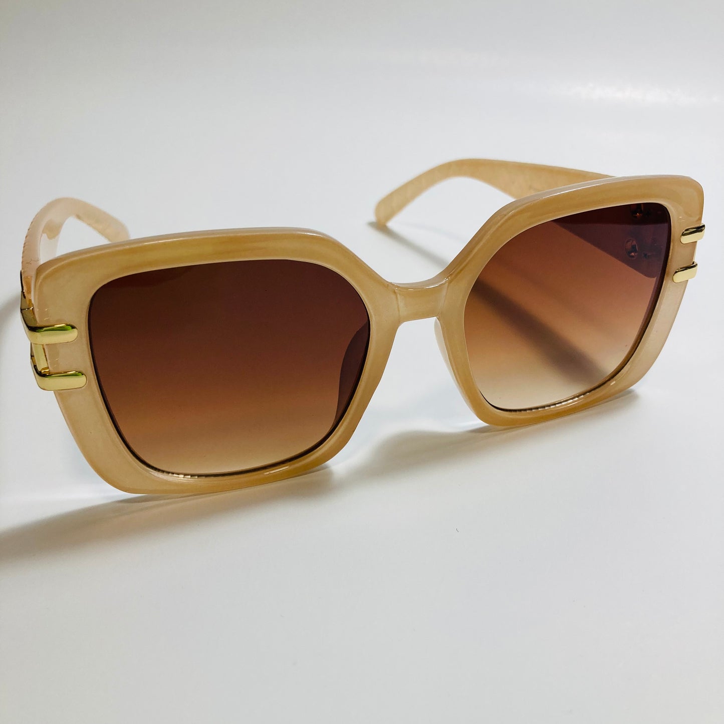 womens tan brown and gold oversize square sunglasses