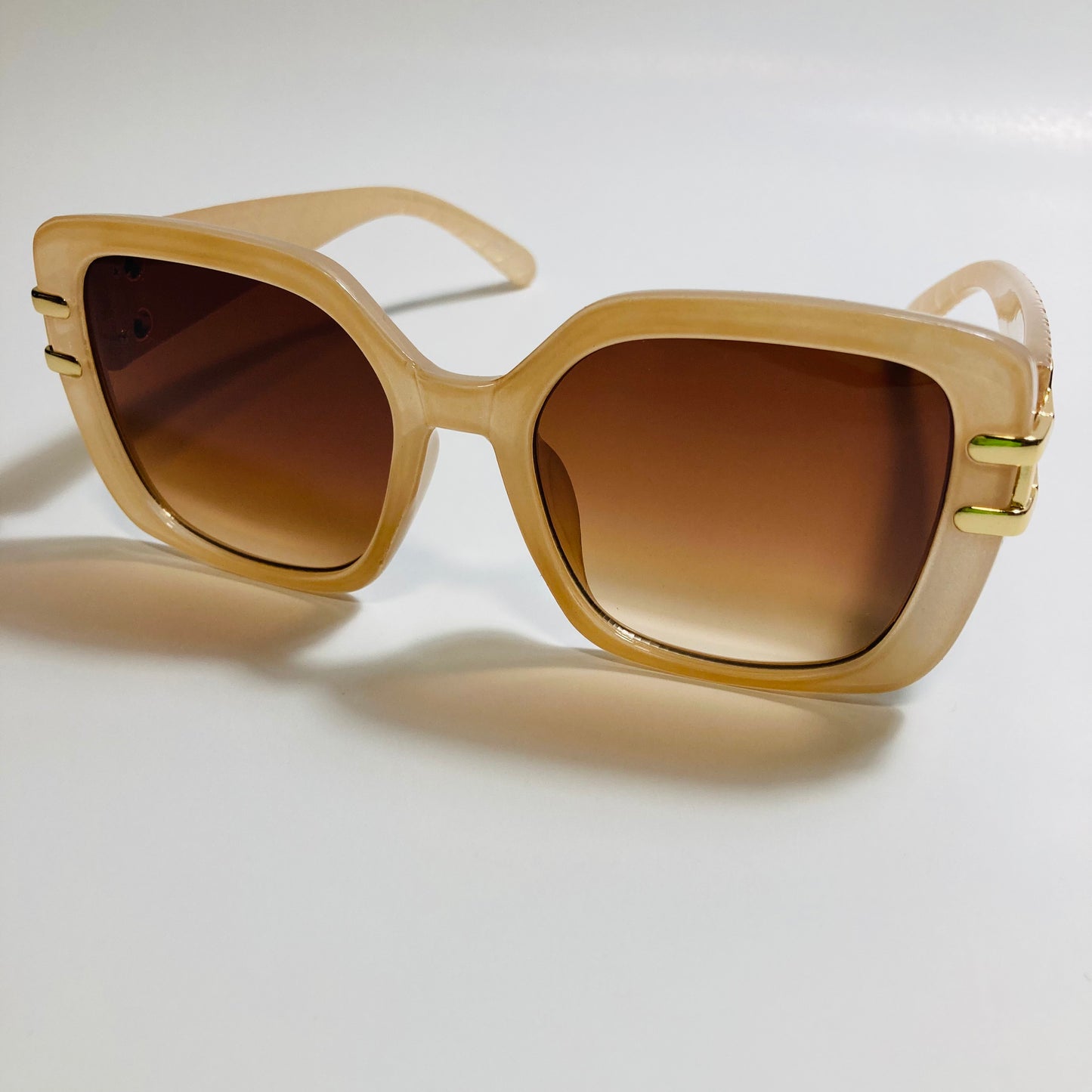 womens tan brown and gold oversize square sunglasses