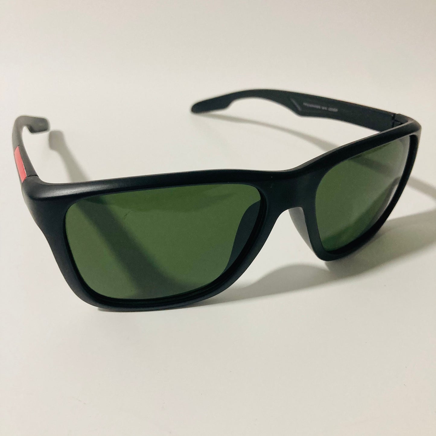 mens black and green square sunglasses