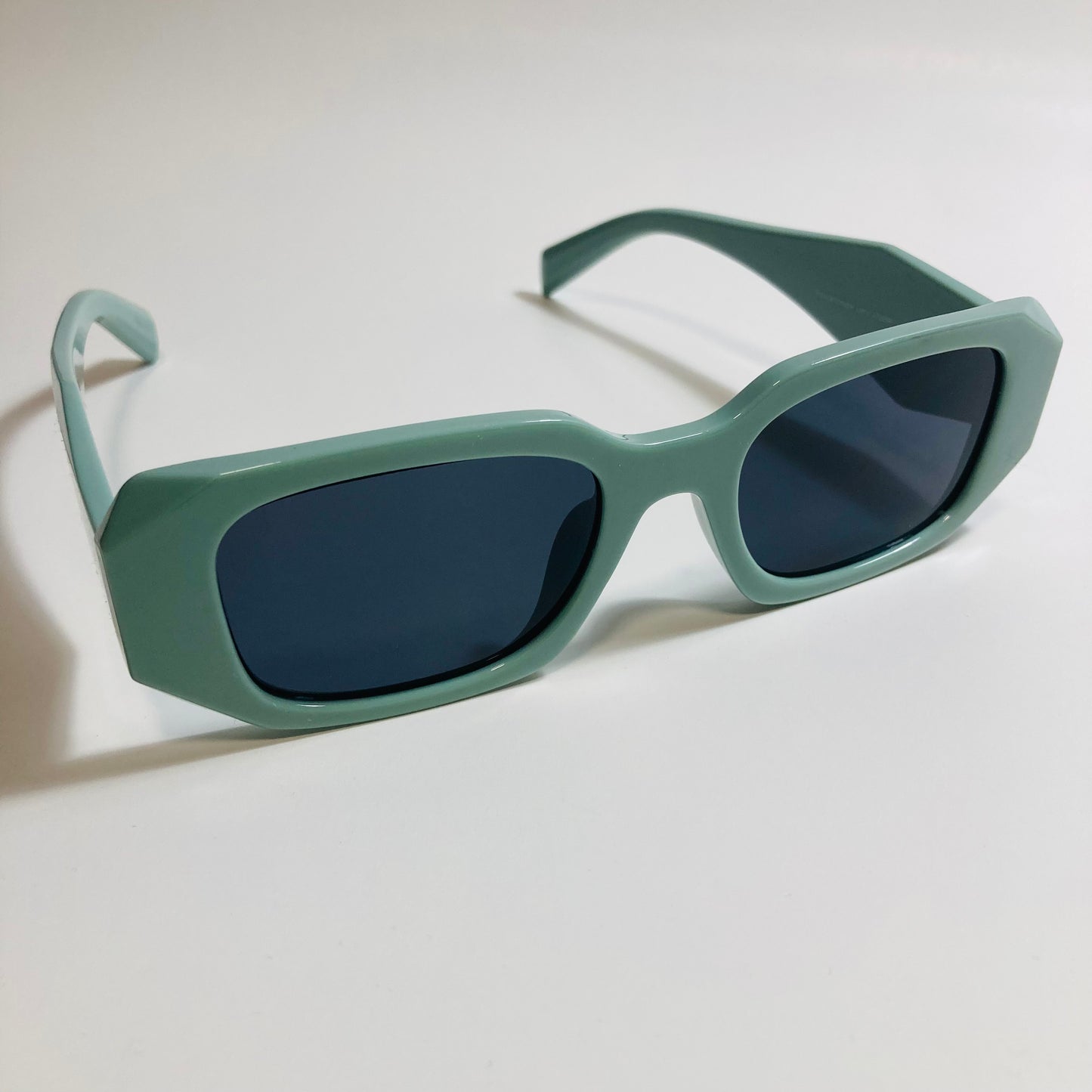 mens and womens green square sunglasses