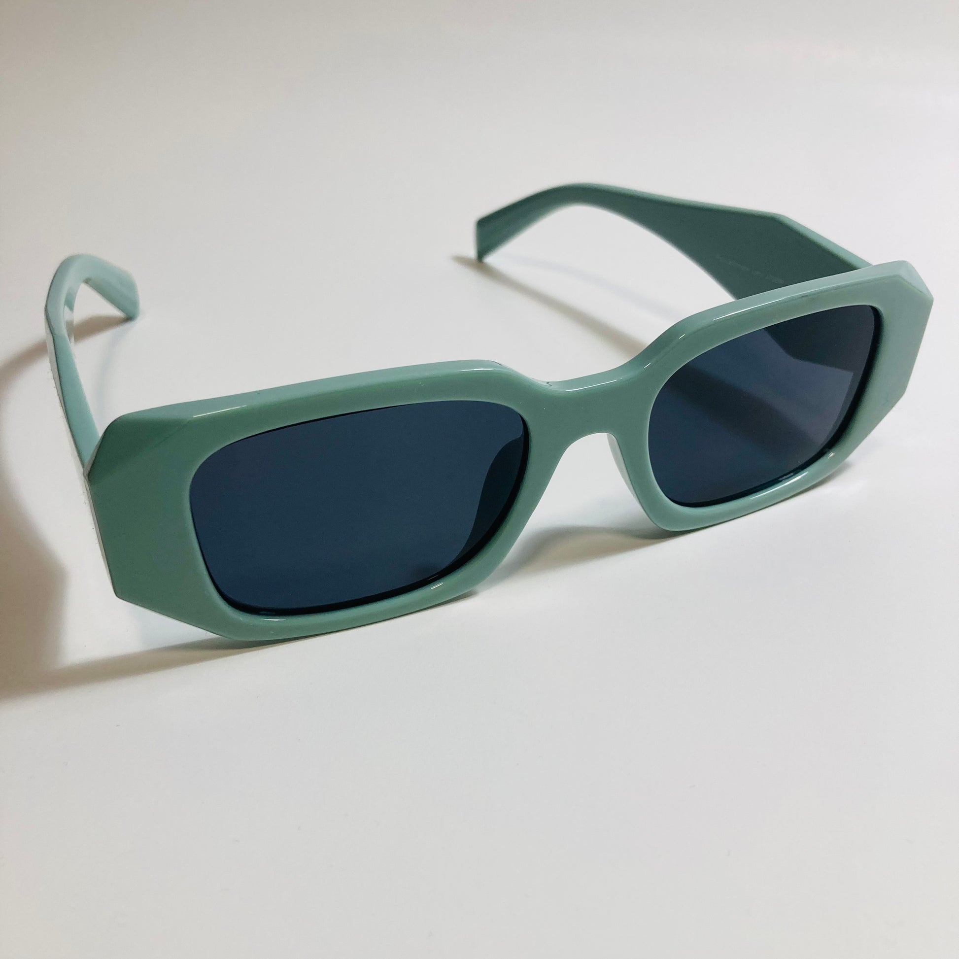 mens and womens green square sunglasses