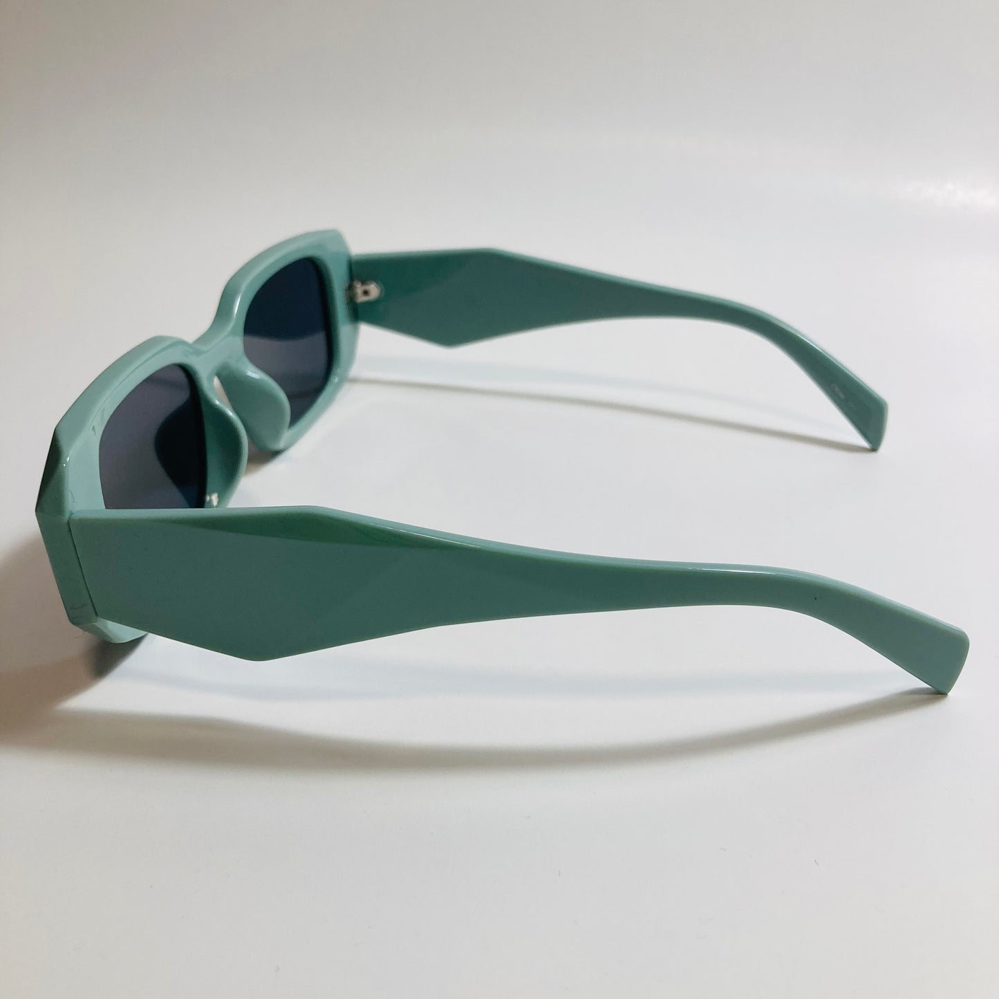 mens and womens green square sunglasses