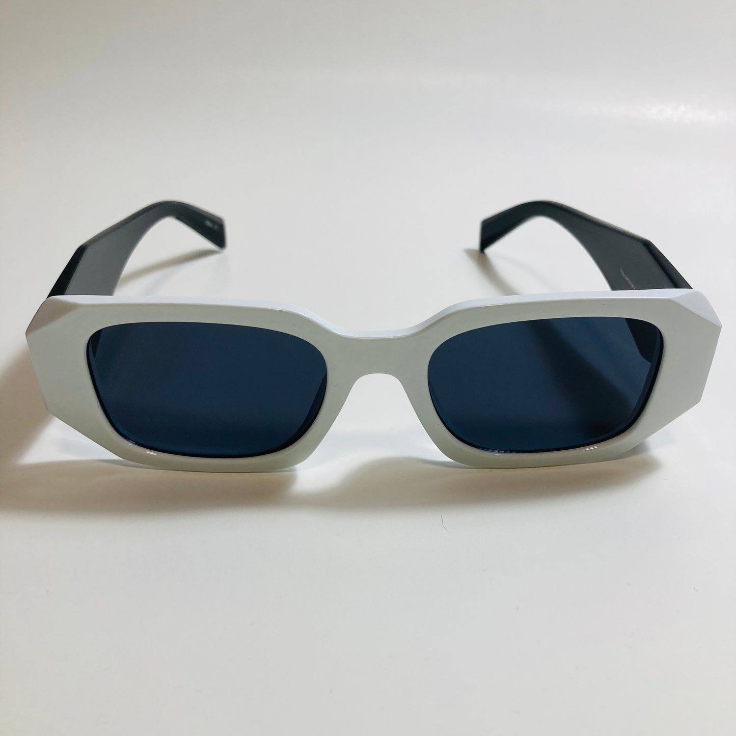 mens and womens black and white square sunglasses