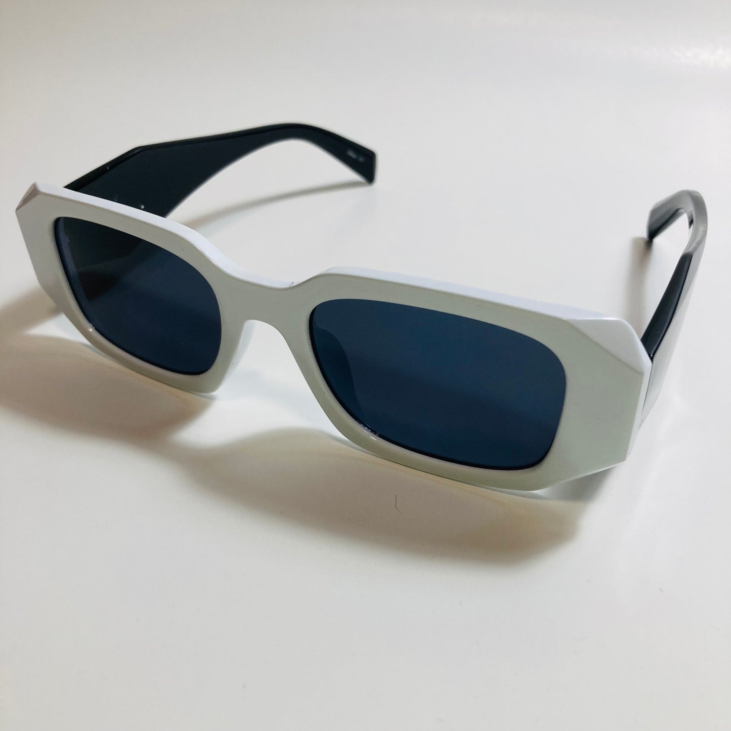 mens and womens black and white square sunglasses