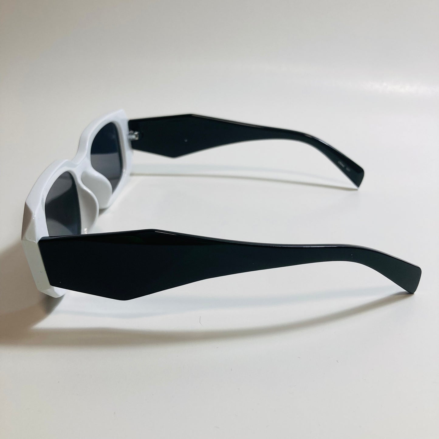 mens and womens black and white square sunglasses