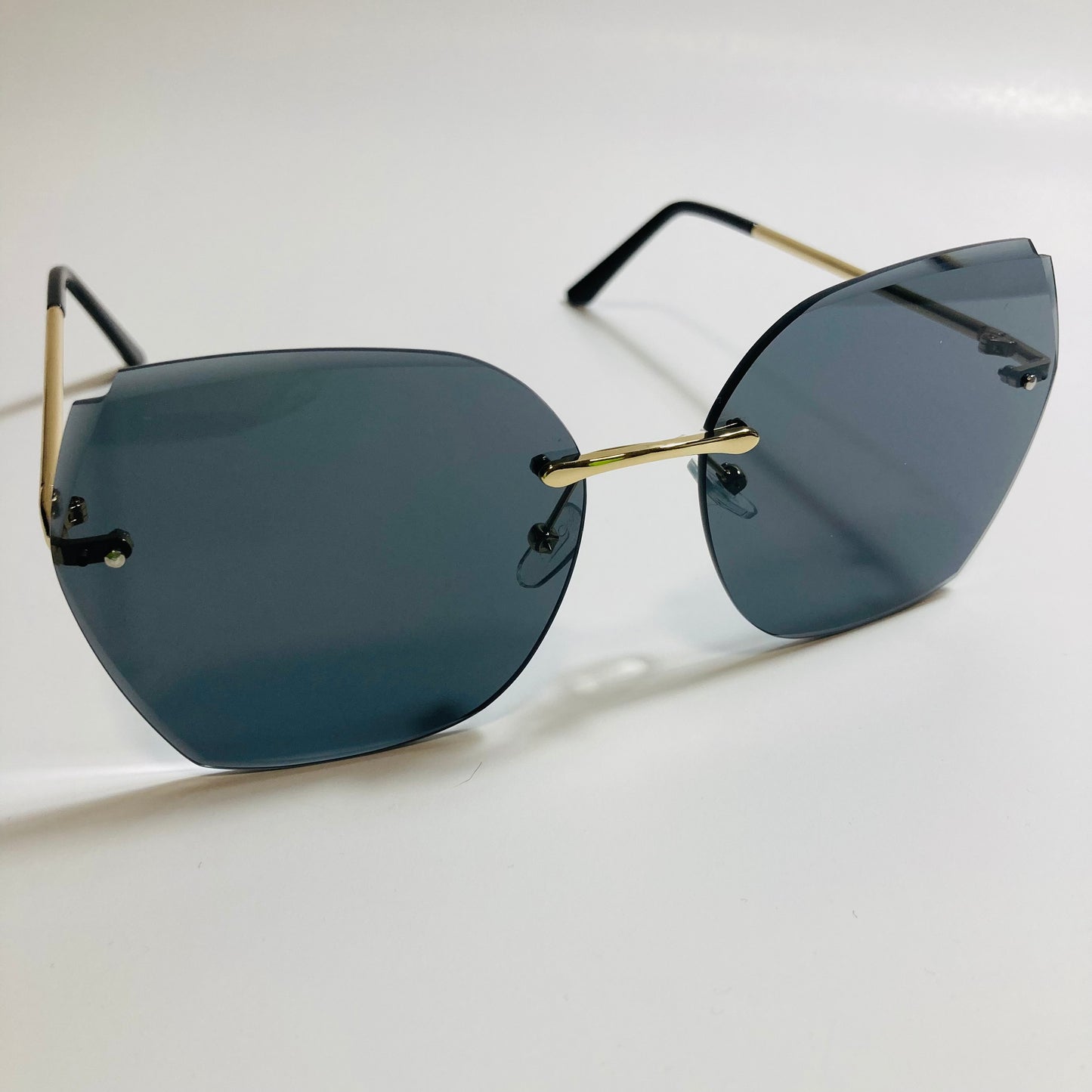 womens black oversize rimless sunglasses