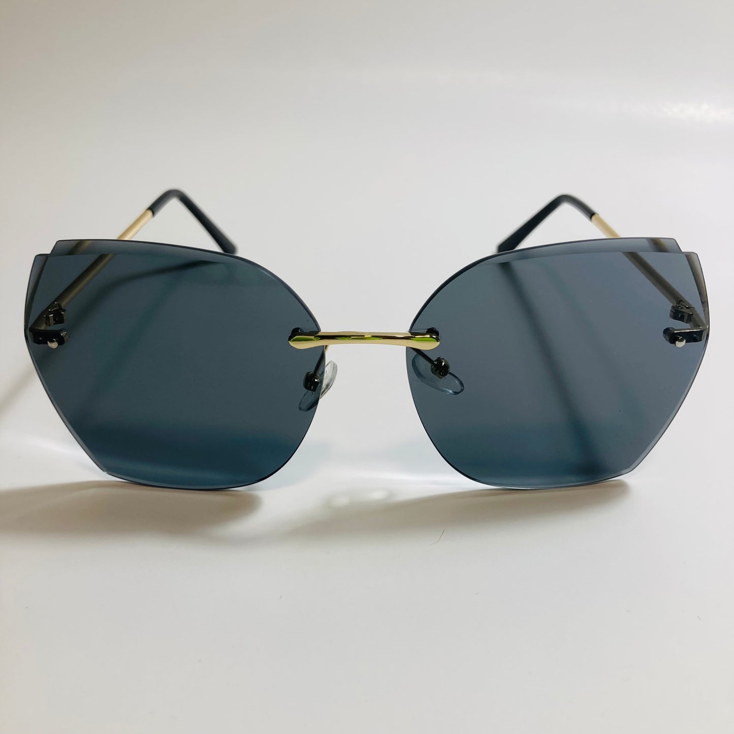 womens black oversize rimless sunglasses