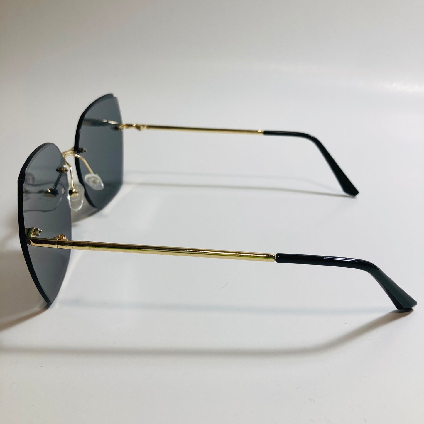 womens black oversize rimless sunglasses