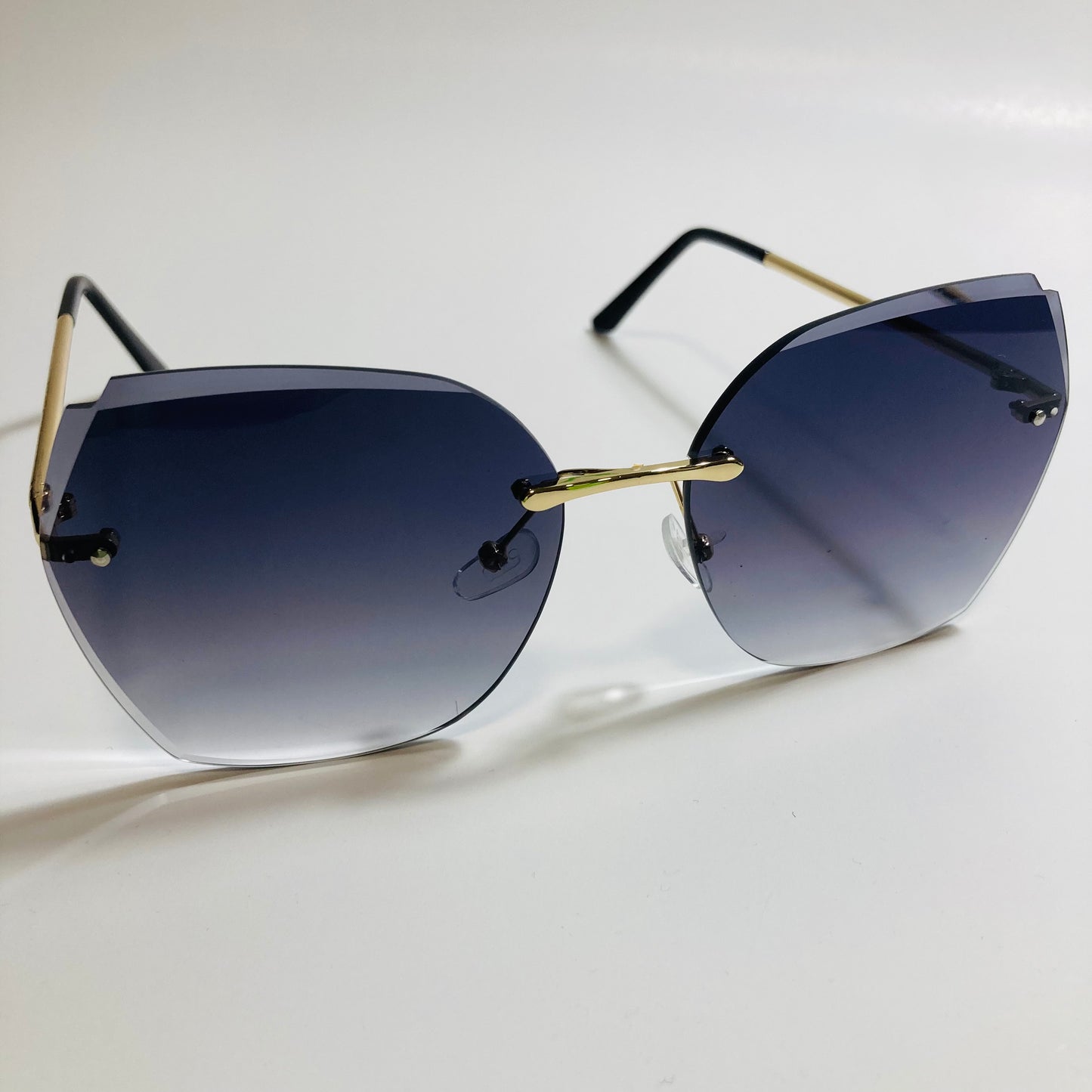 womens black oversize rimless sunglasses