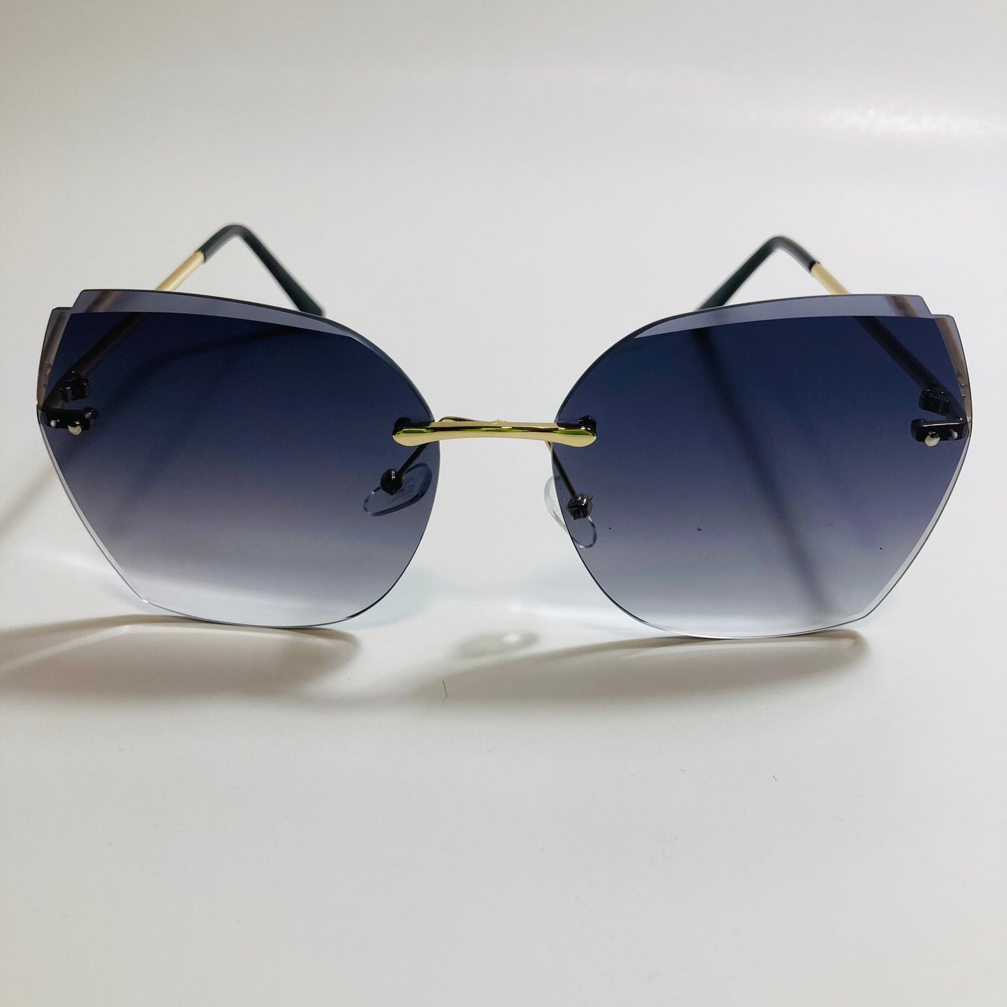 womens black oversize rimless sunglasses