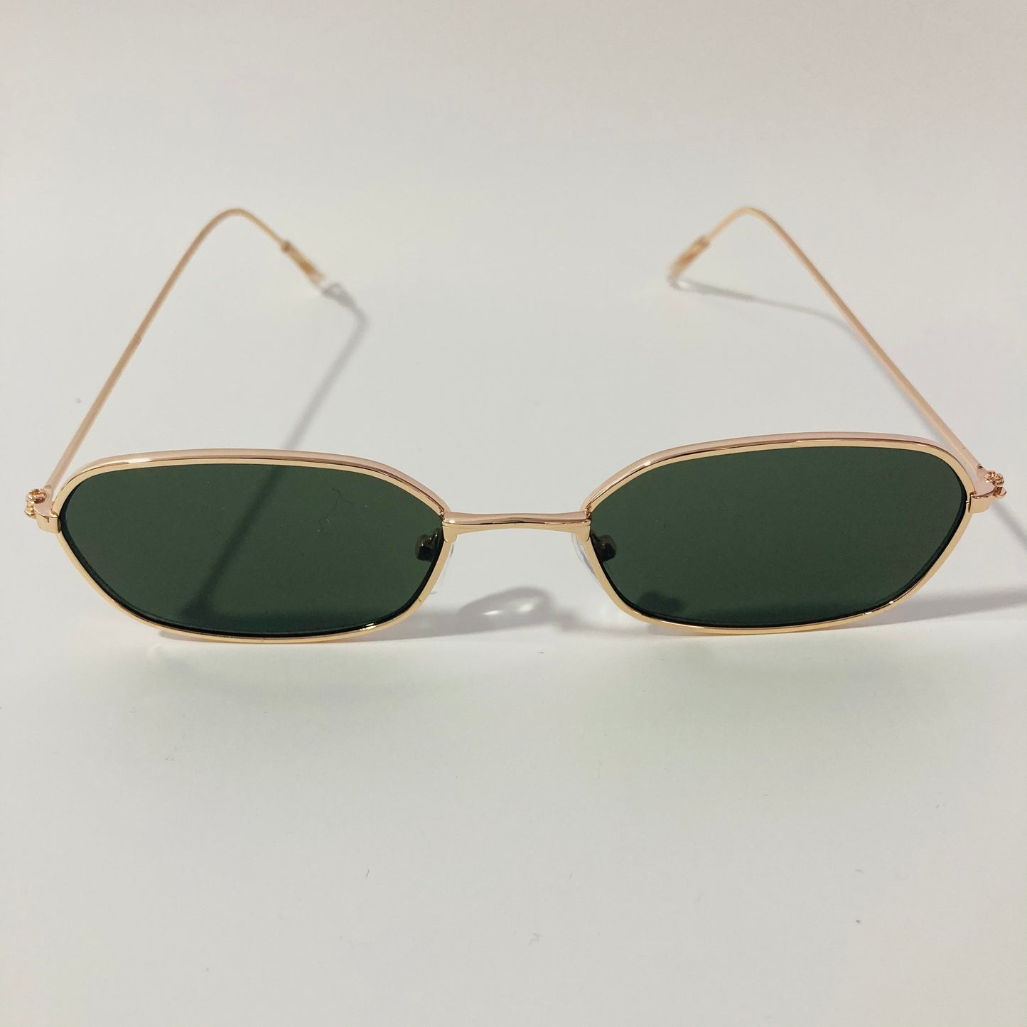 mens and womens green and gold oval sunglasses