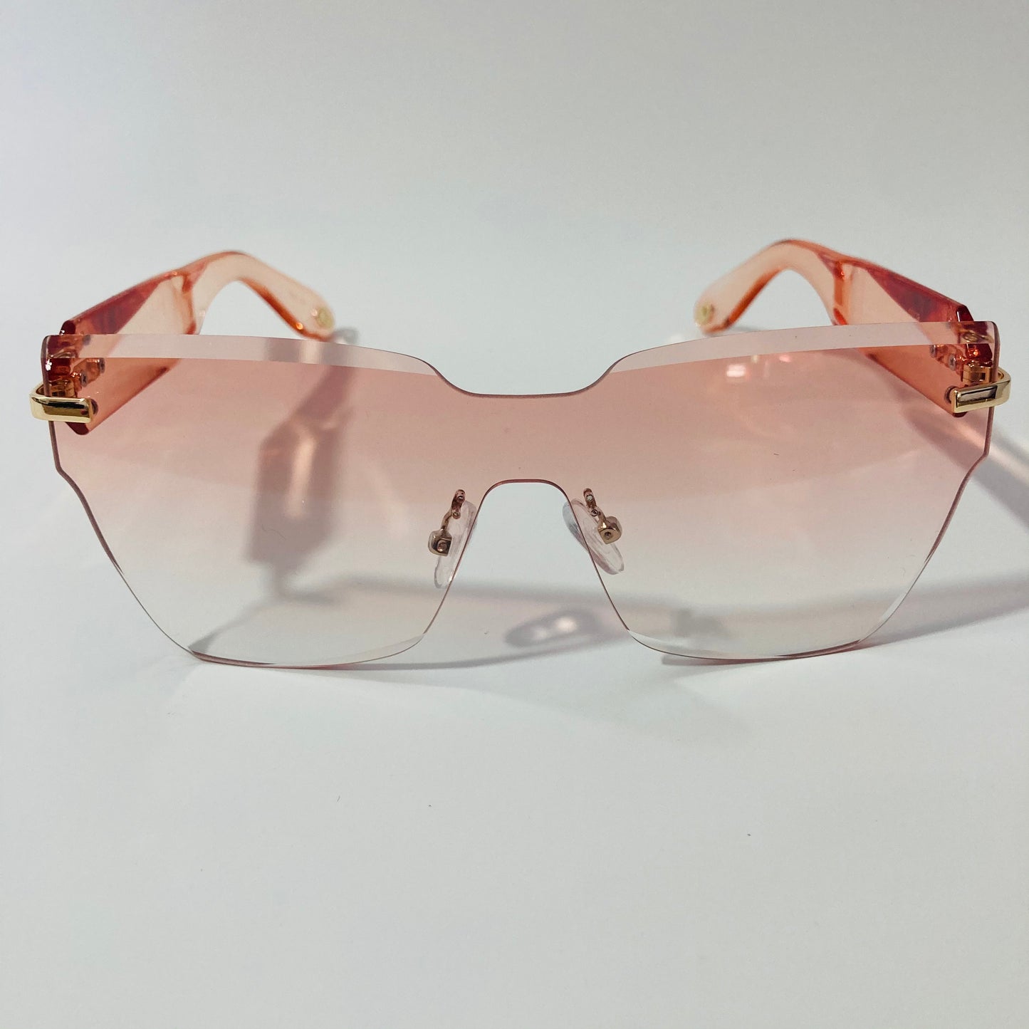 womens pink square rimless sunglasses