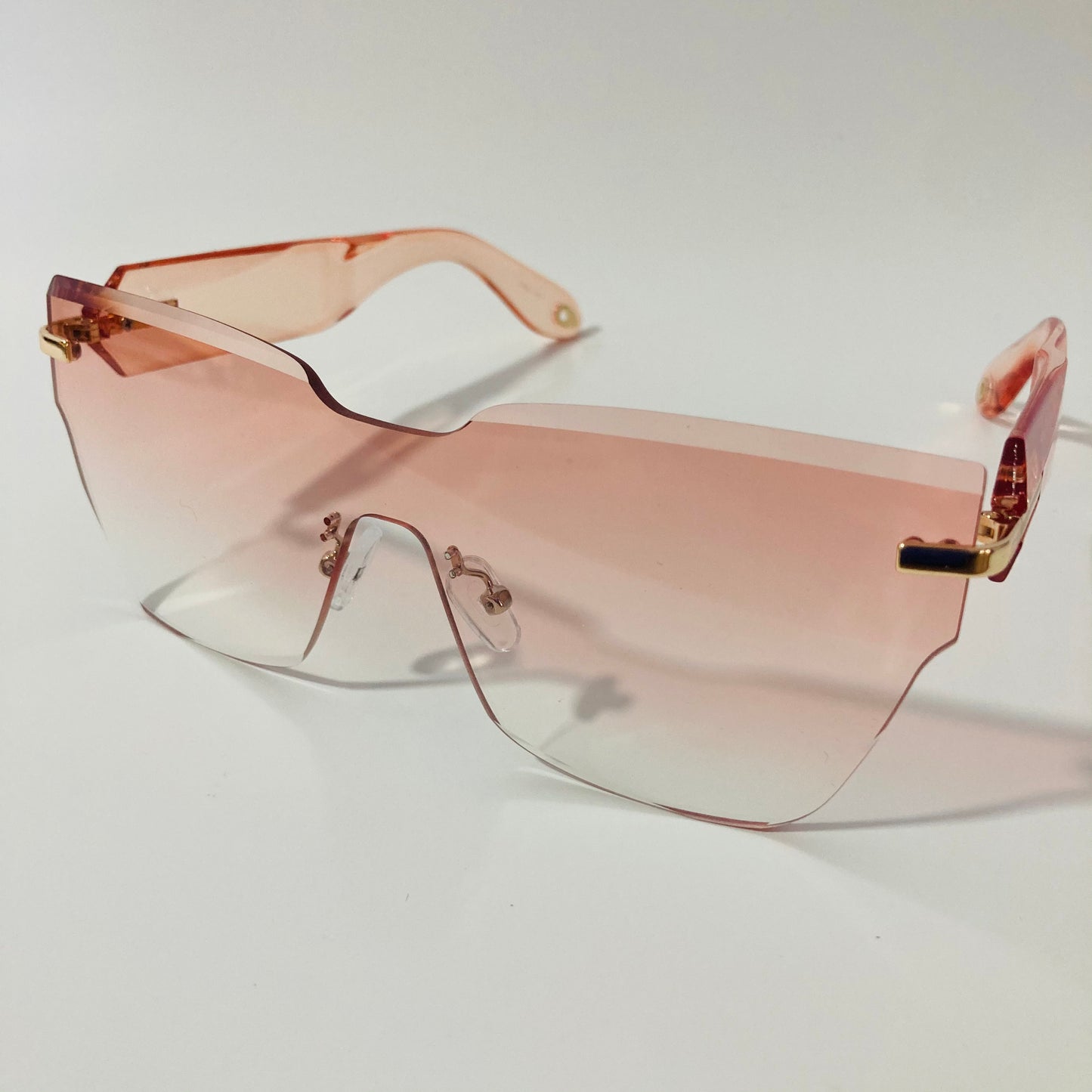 womens pink square rimless sunglasses