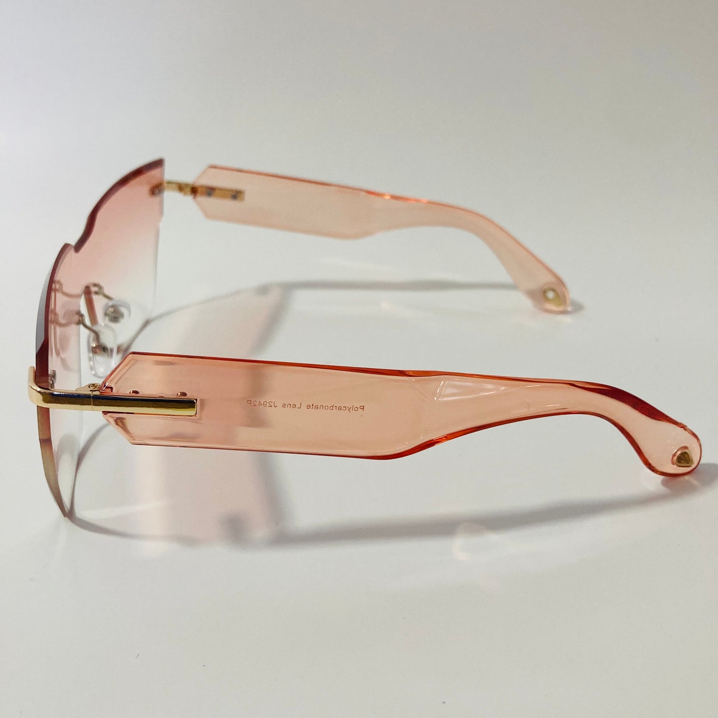 womens pink square rimless sunglasses