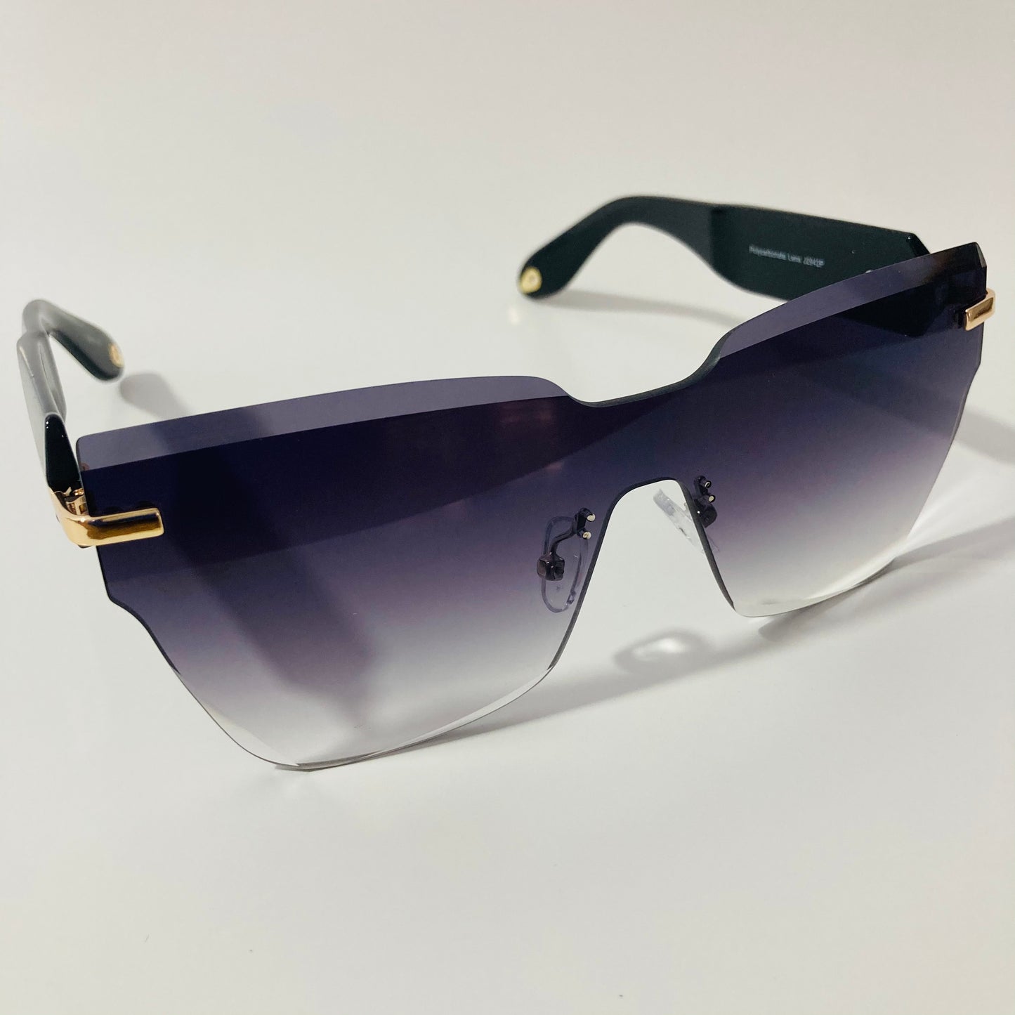womens black square rimless sunglasses