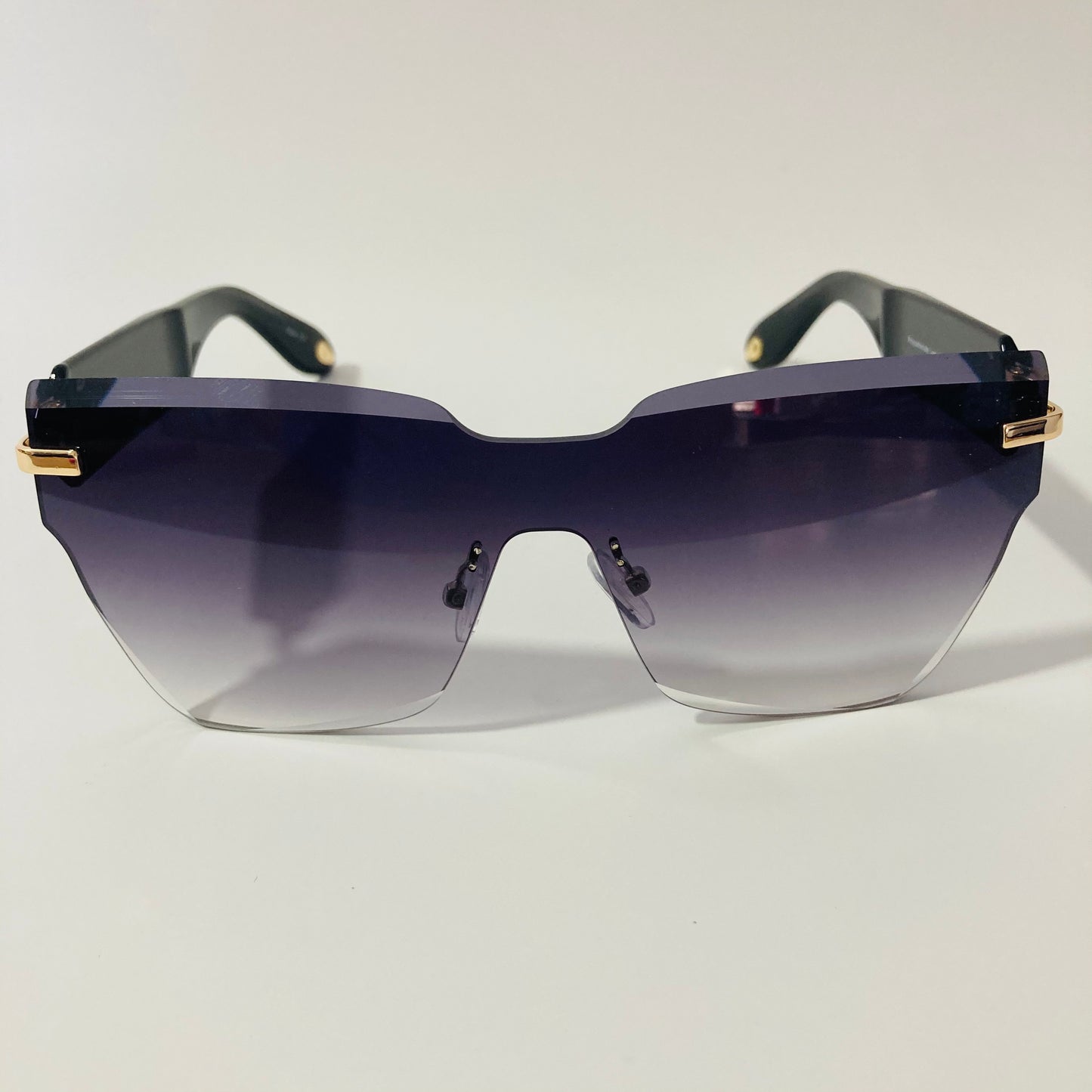 womens black square rimless sunglasses