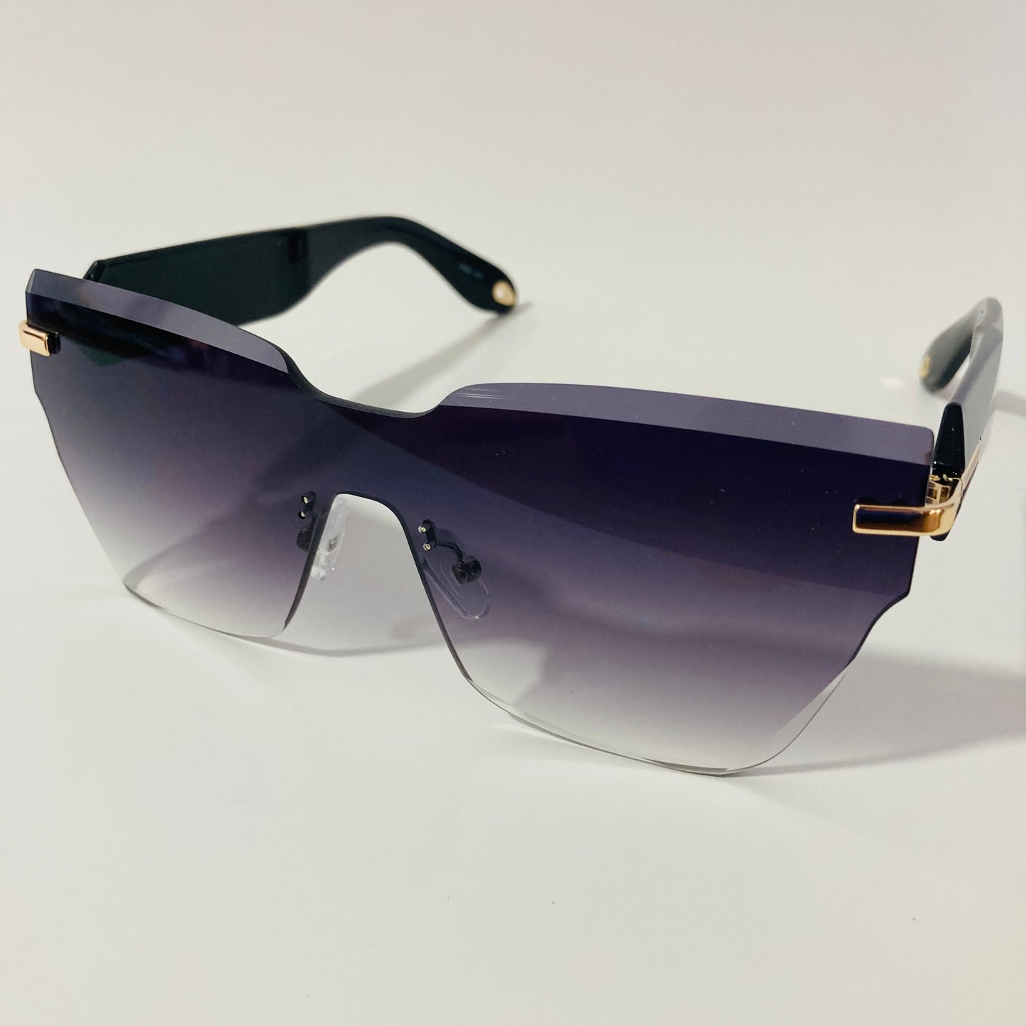 womens black square rimless sunglasses