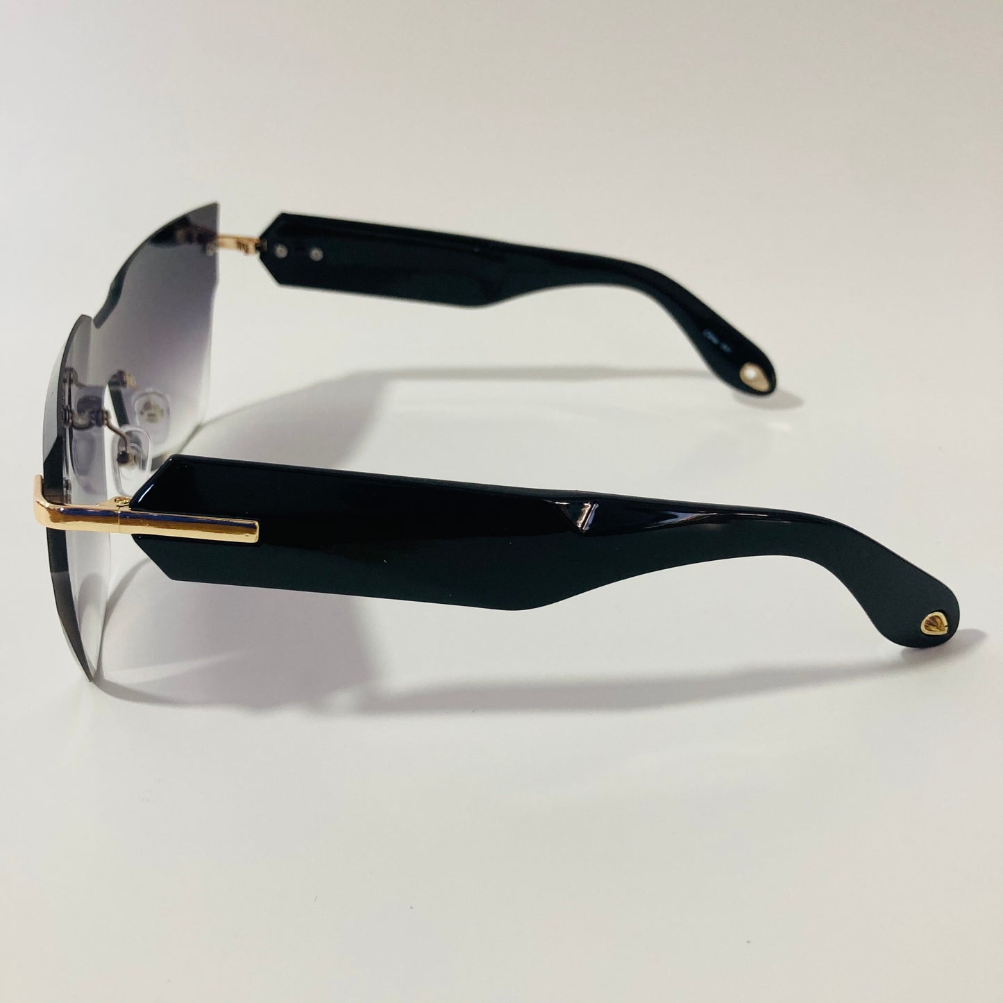 womens black square rimless sunglasses