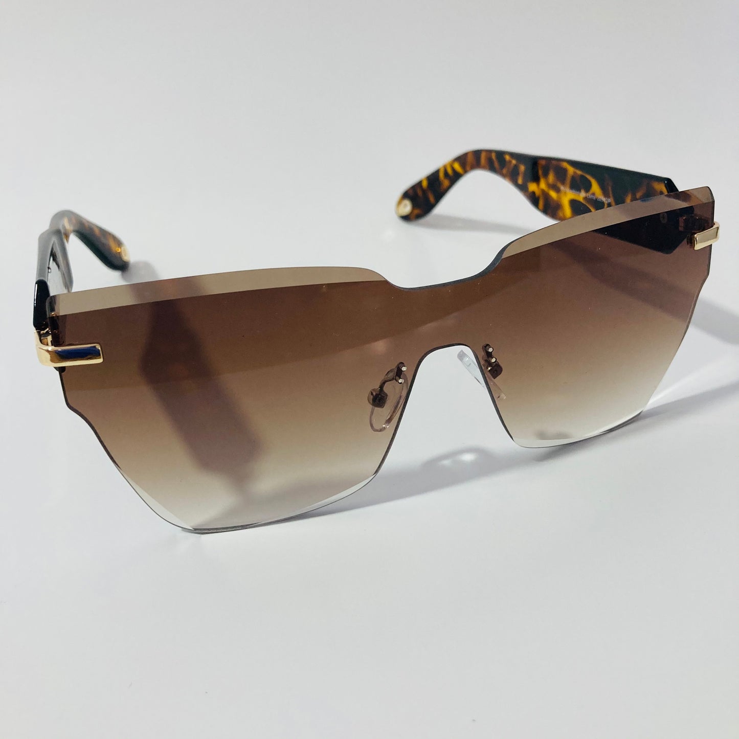 womens brown square rimless sunglasses