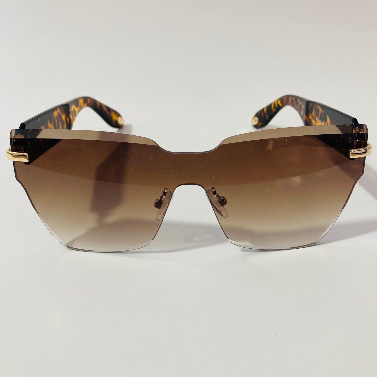 womens brown square rimless sunglasses
