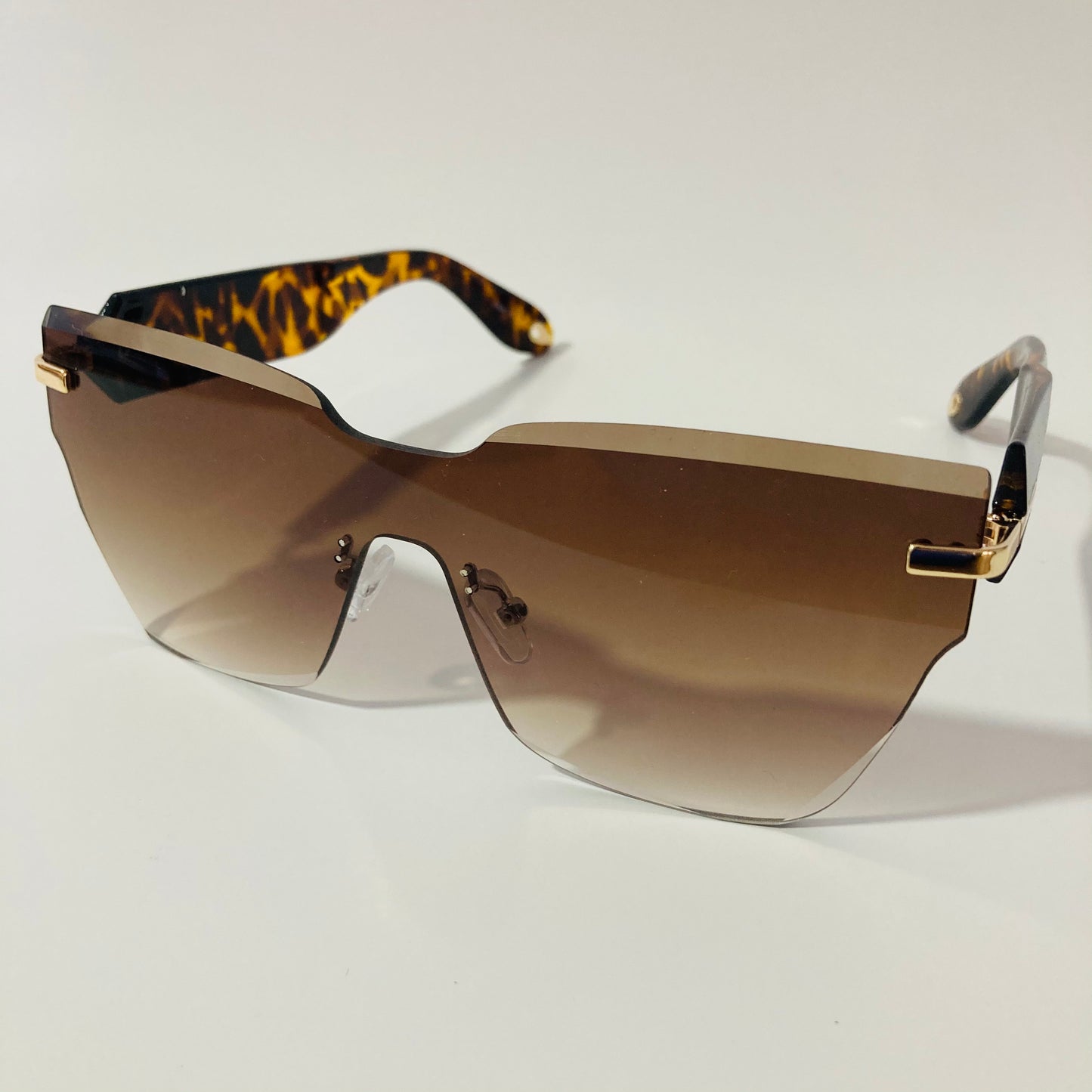 womens brown square rimless sunglasses