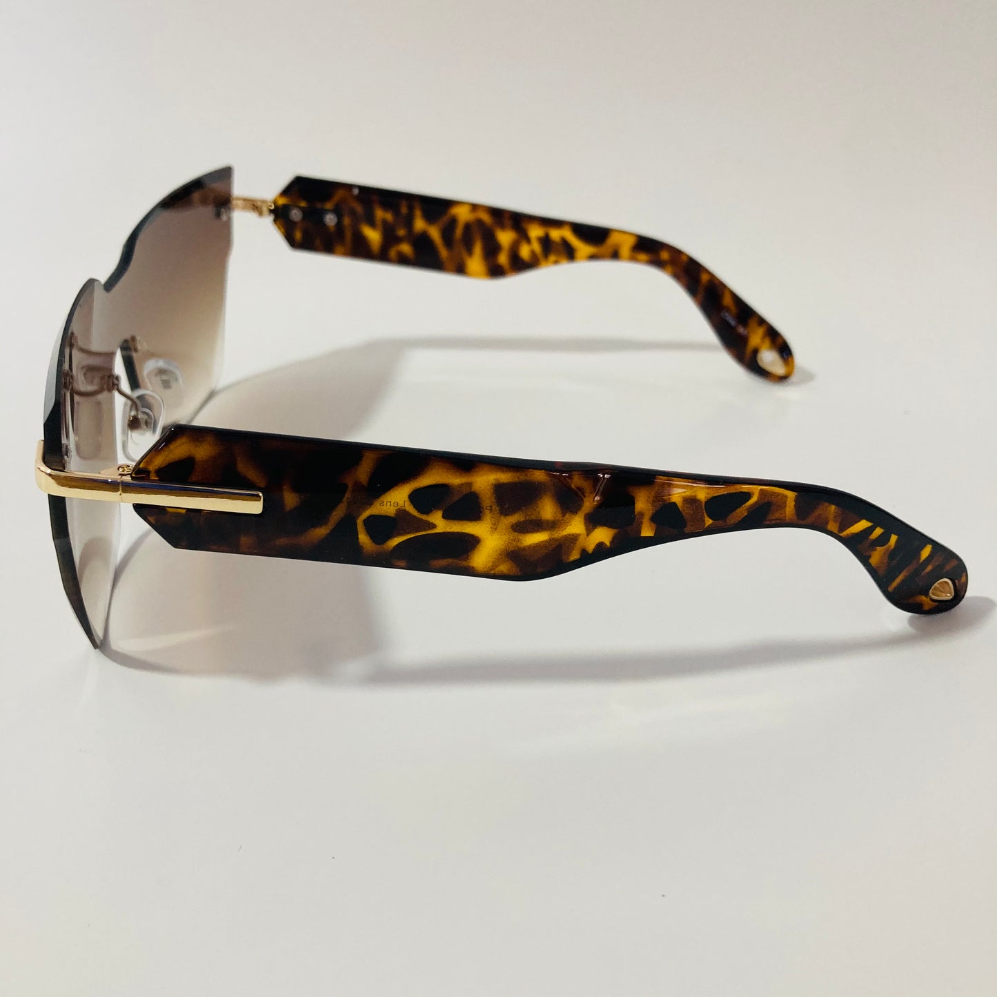 womens brown square rimless sunglasses