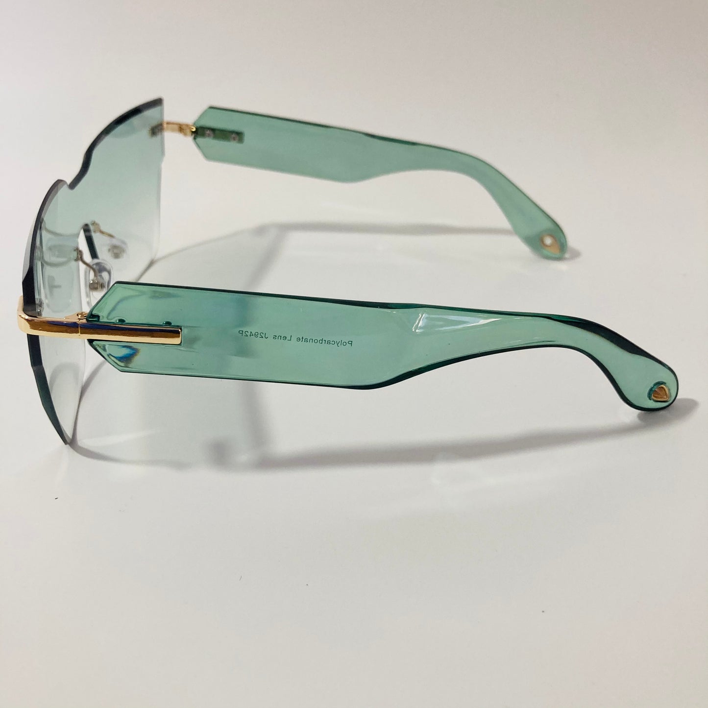 womens green square rimless sunglasses