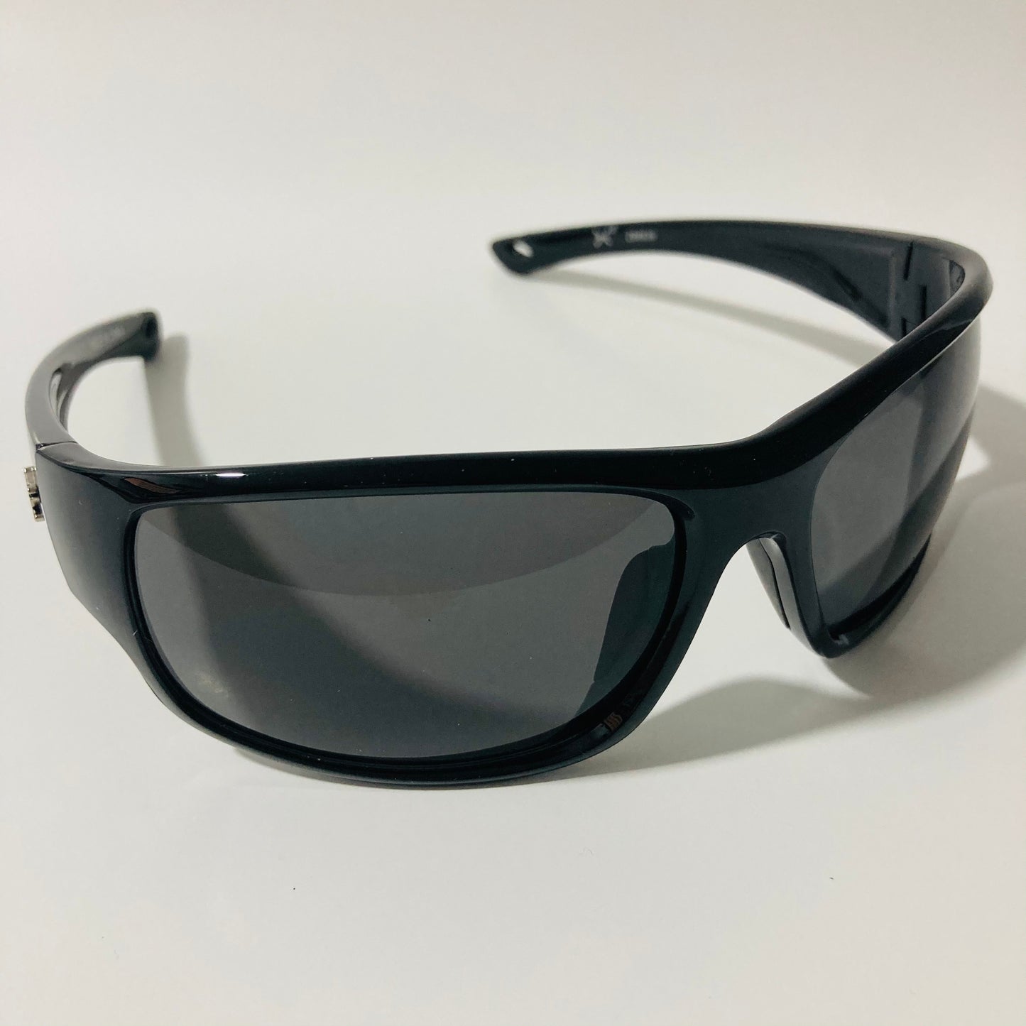 black polarized wrap around sunglasses
