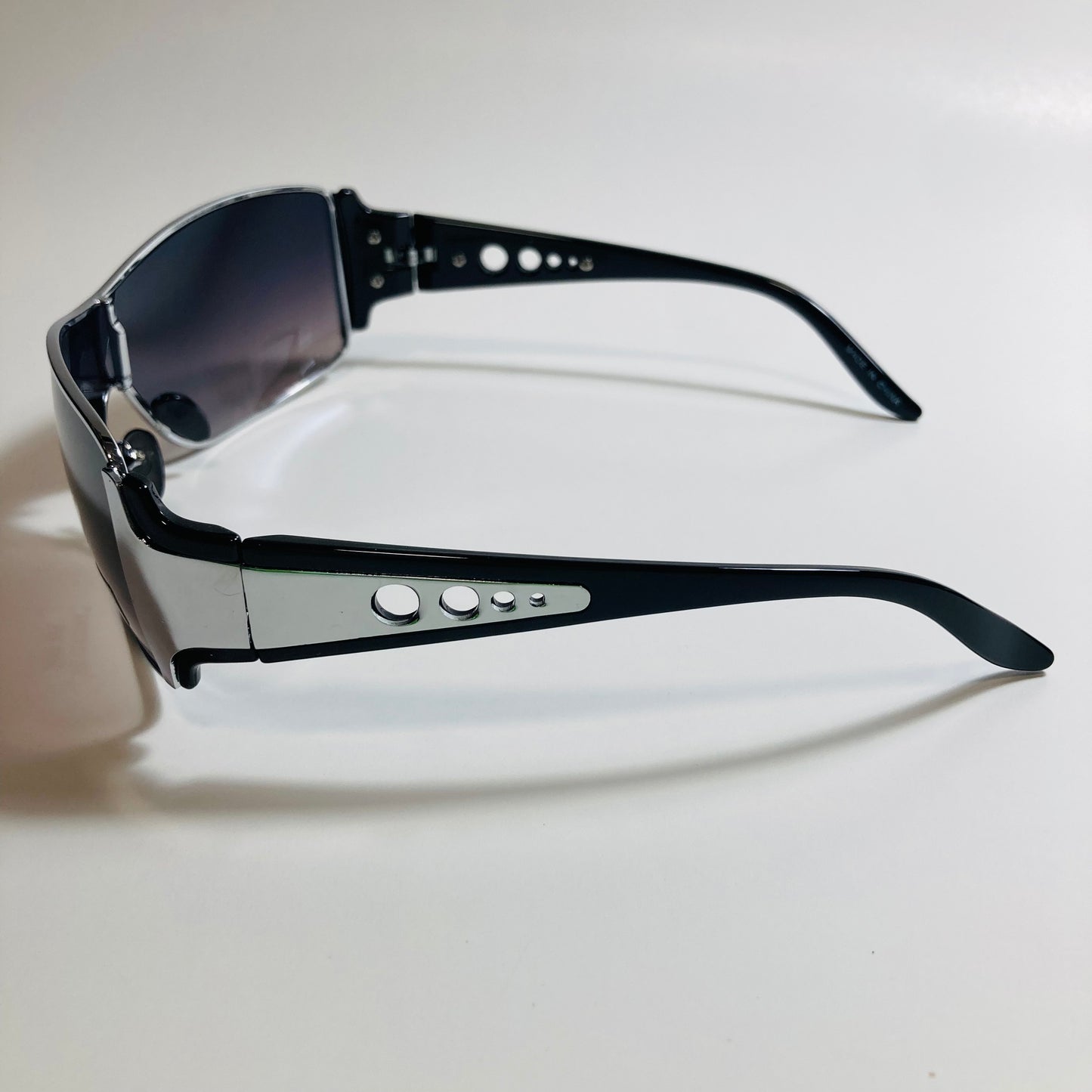 womens silver and black shield y2k sunglasses