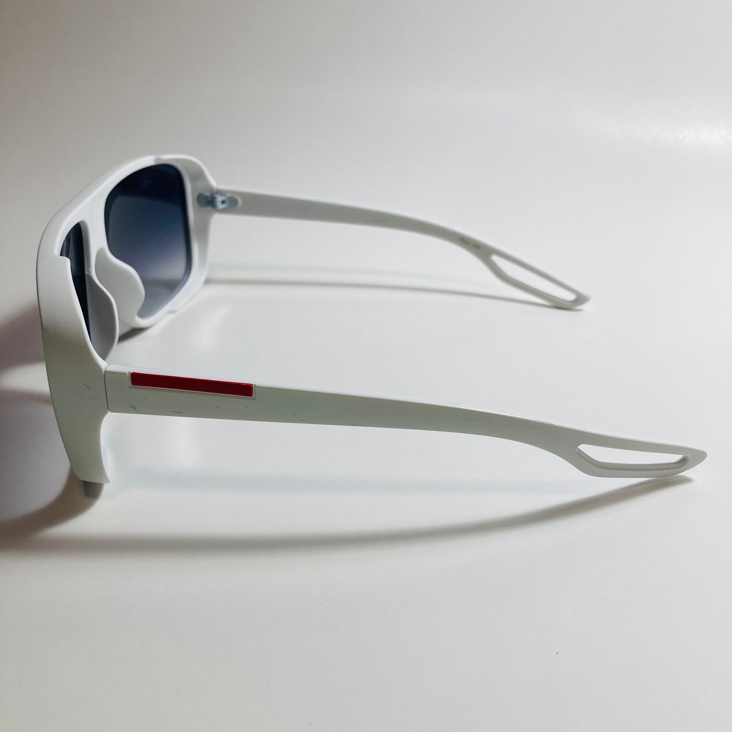 mens and womens white square sunglasses with black lenses