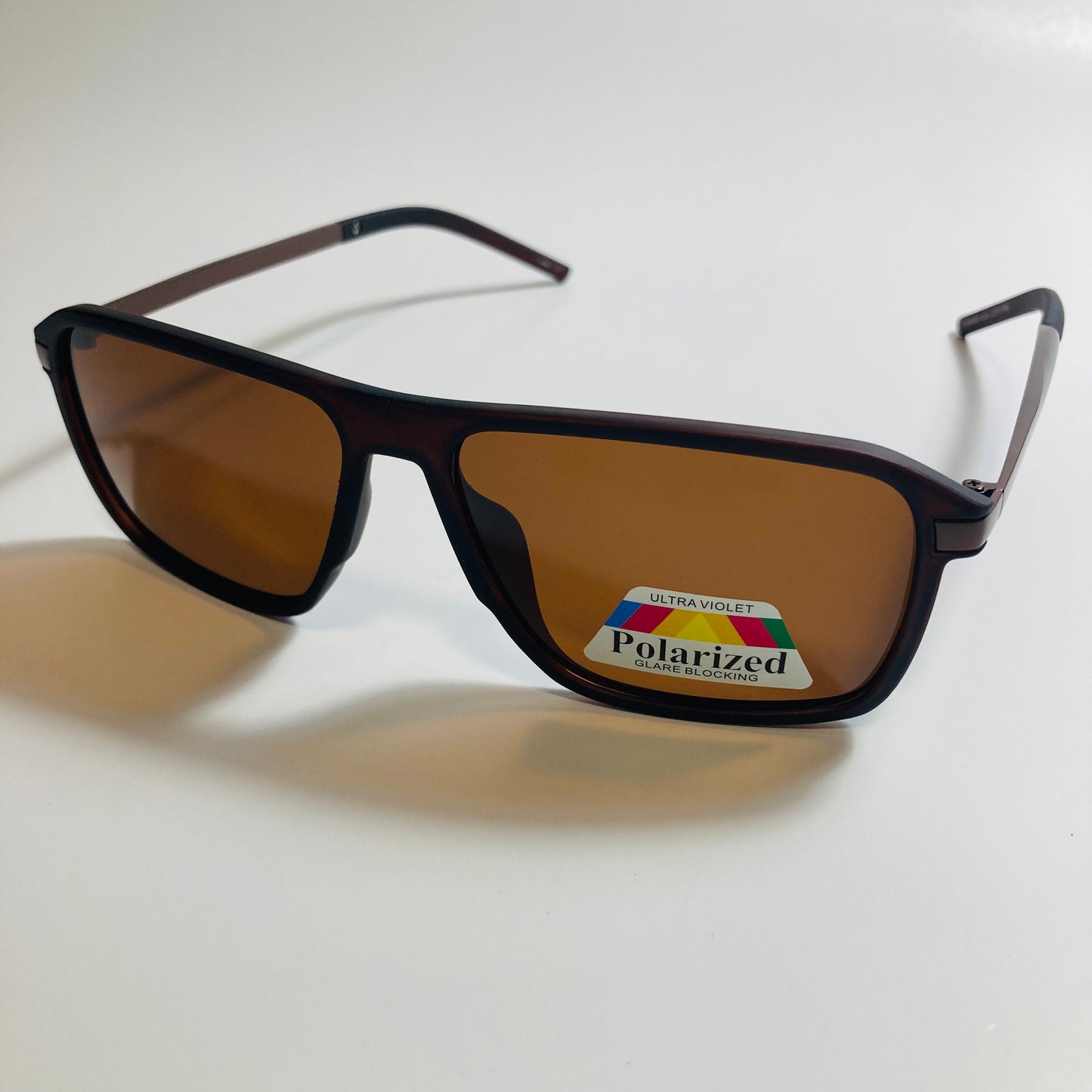 mens brown square polarized sunglasses
