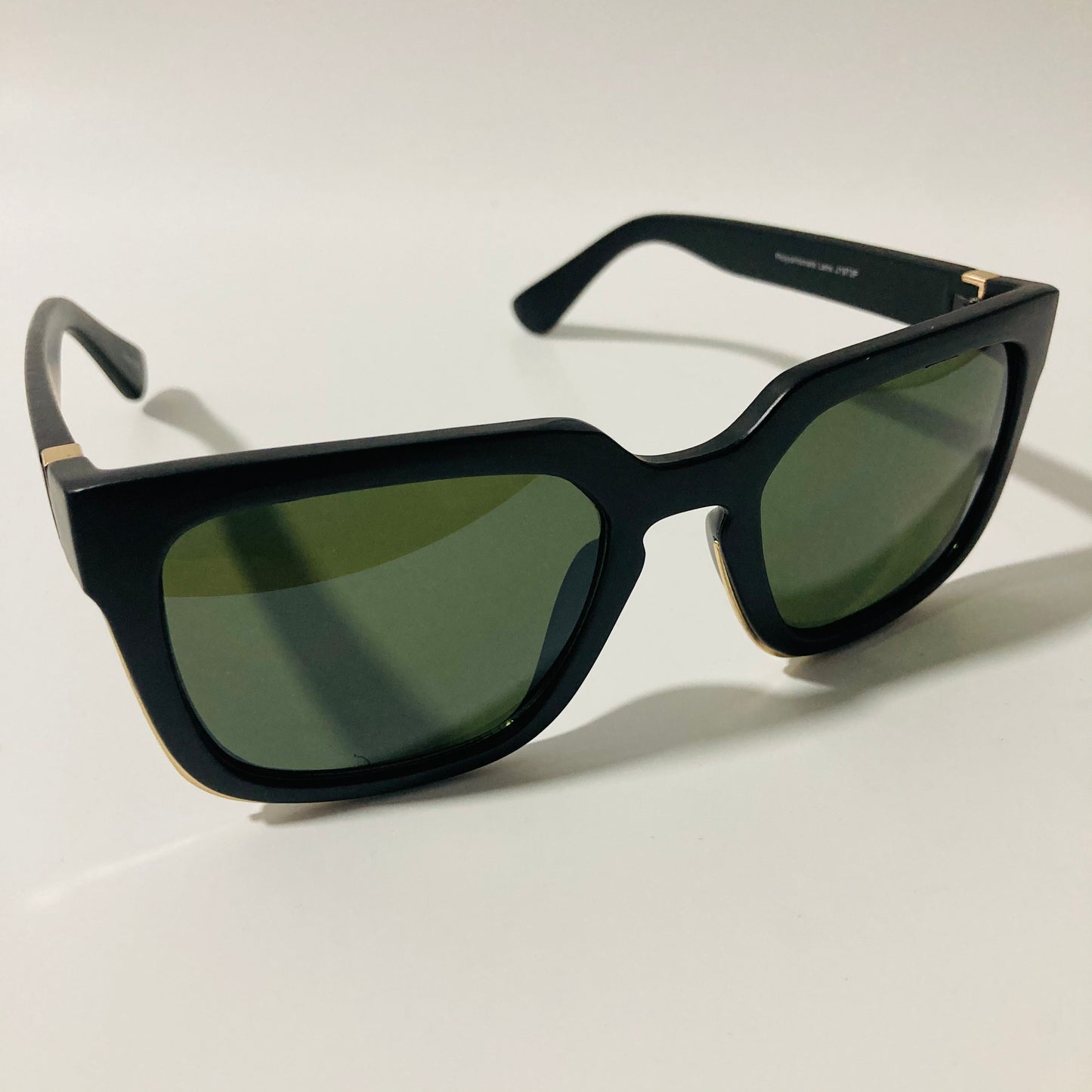 mens and womens black and green square sunglasses