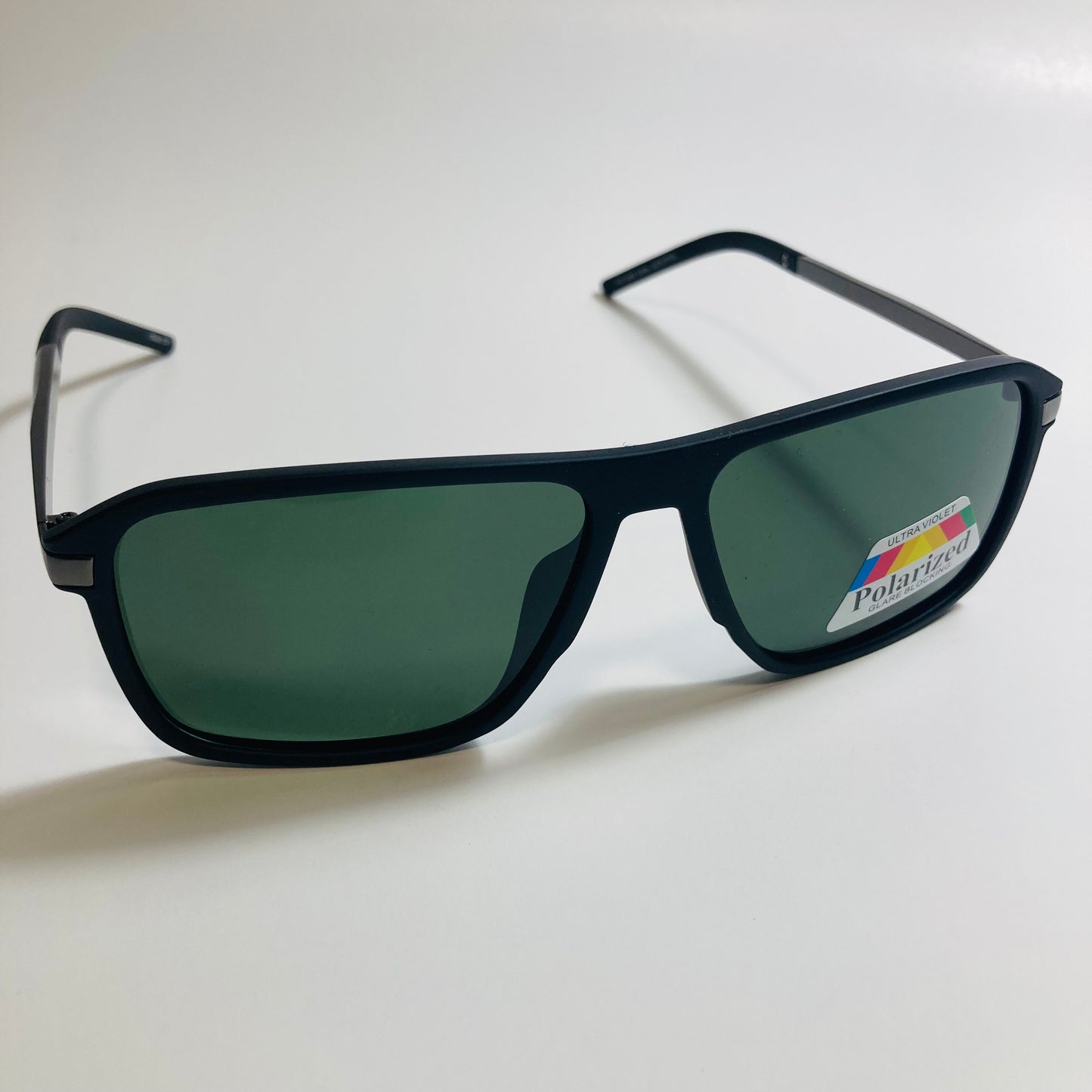 mens black and green square polarized sunglasses