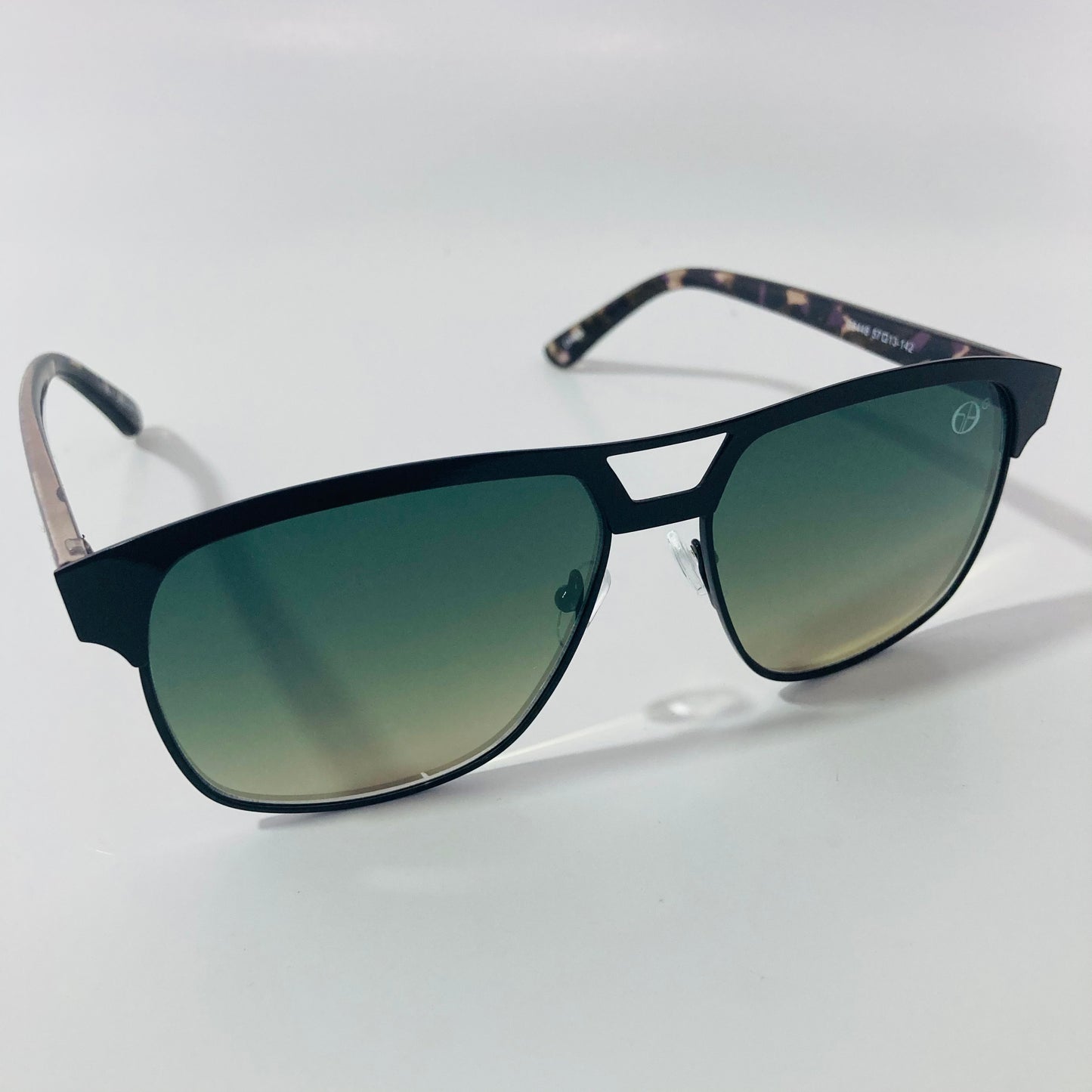 mens black and green square aviator sunglasses